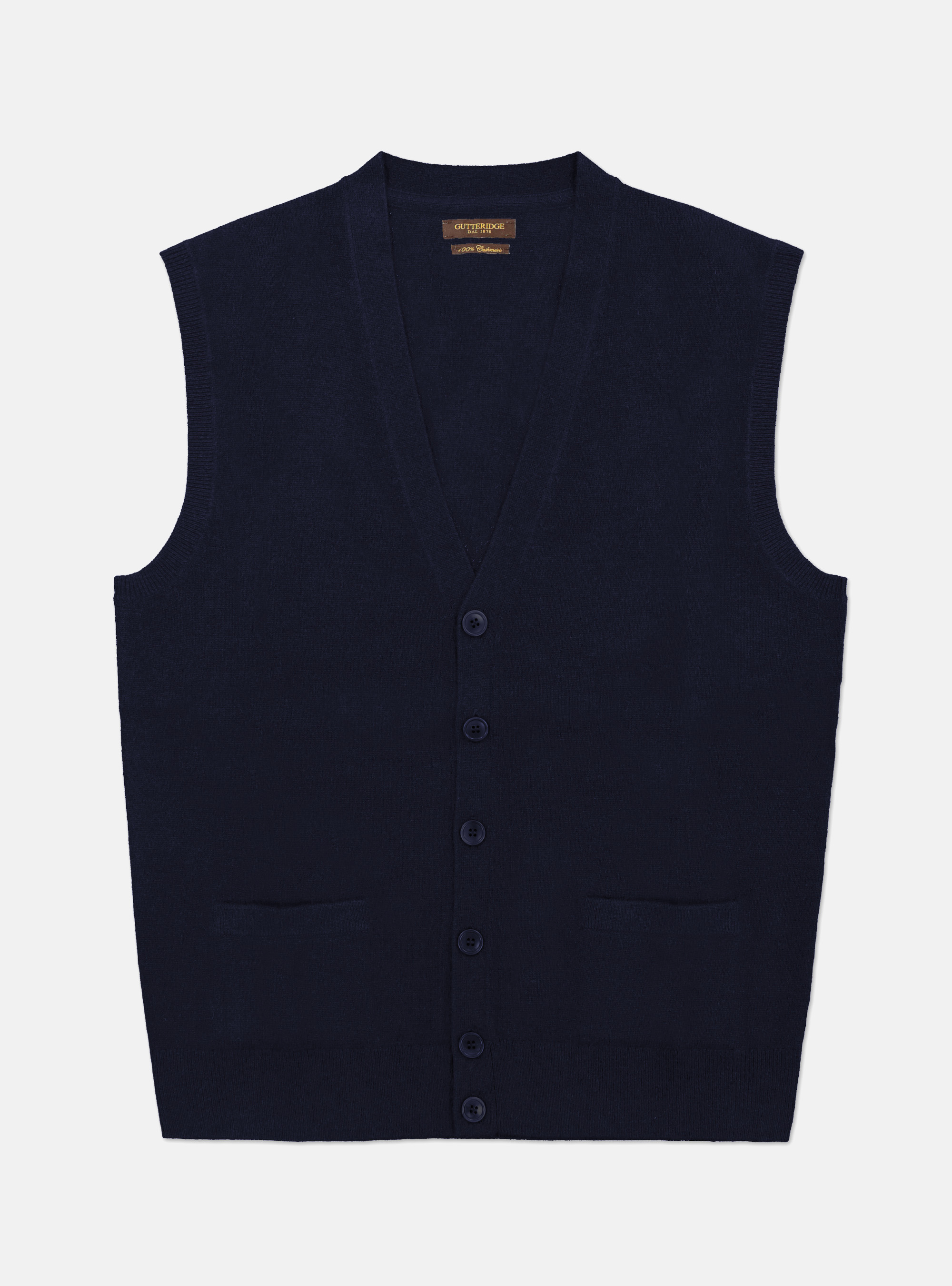 Pull gilet 100% cachemire, BLEU MARINE