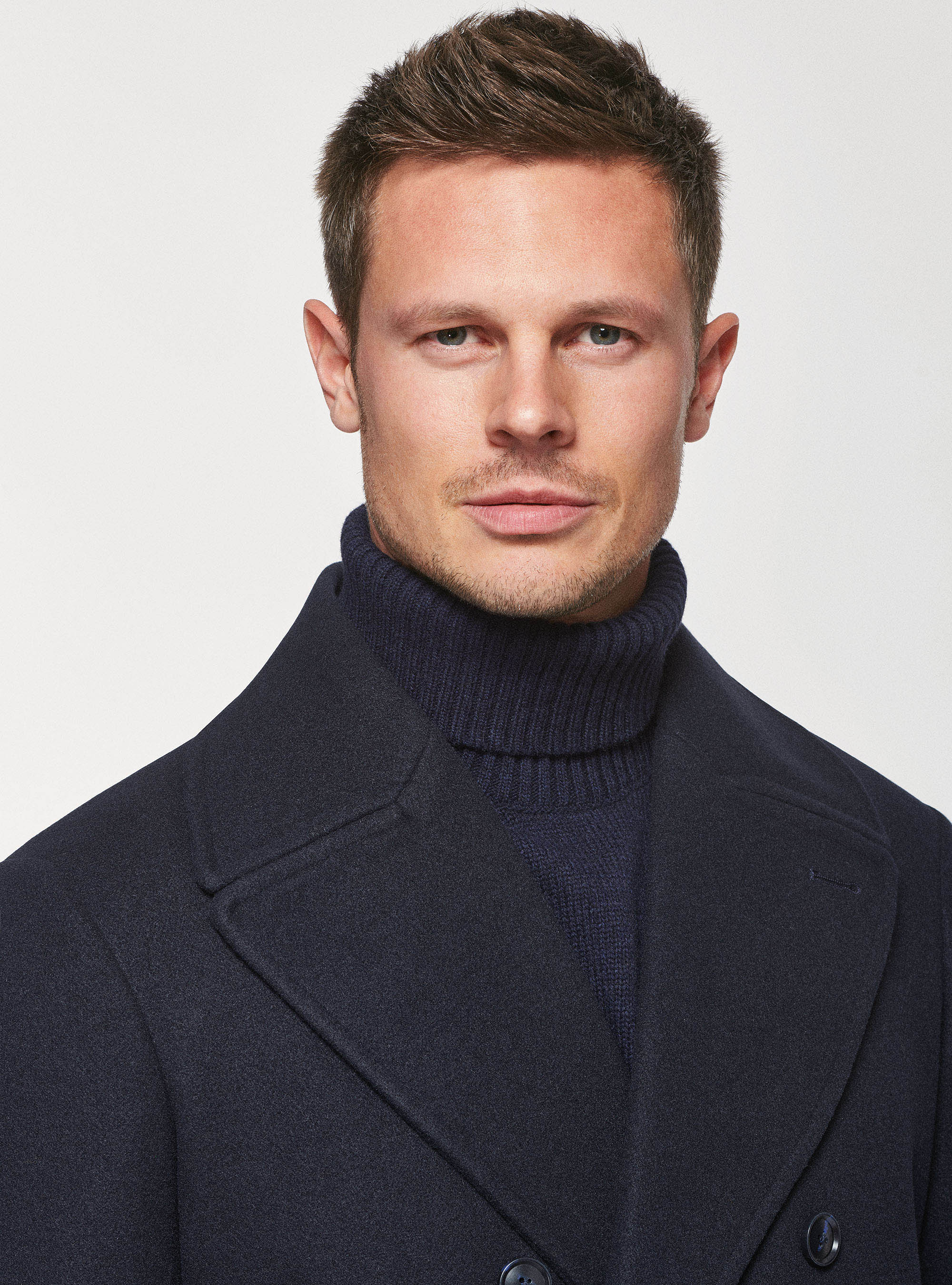 Peacoat doppiopetto tinta unita, BLU NAVY