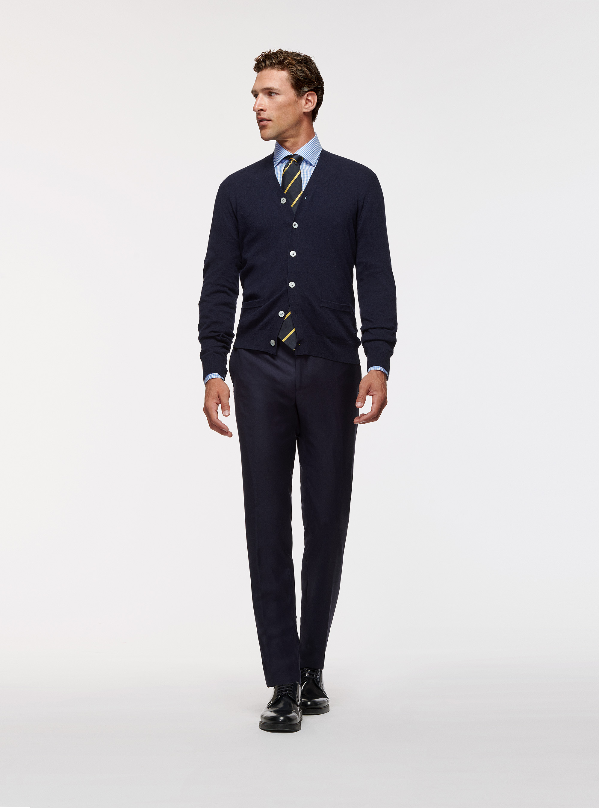 Cardigan in cotone seta e cashmere, BLU NAVY