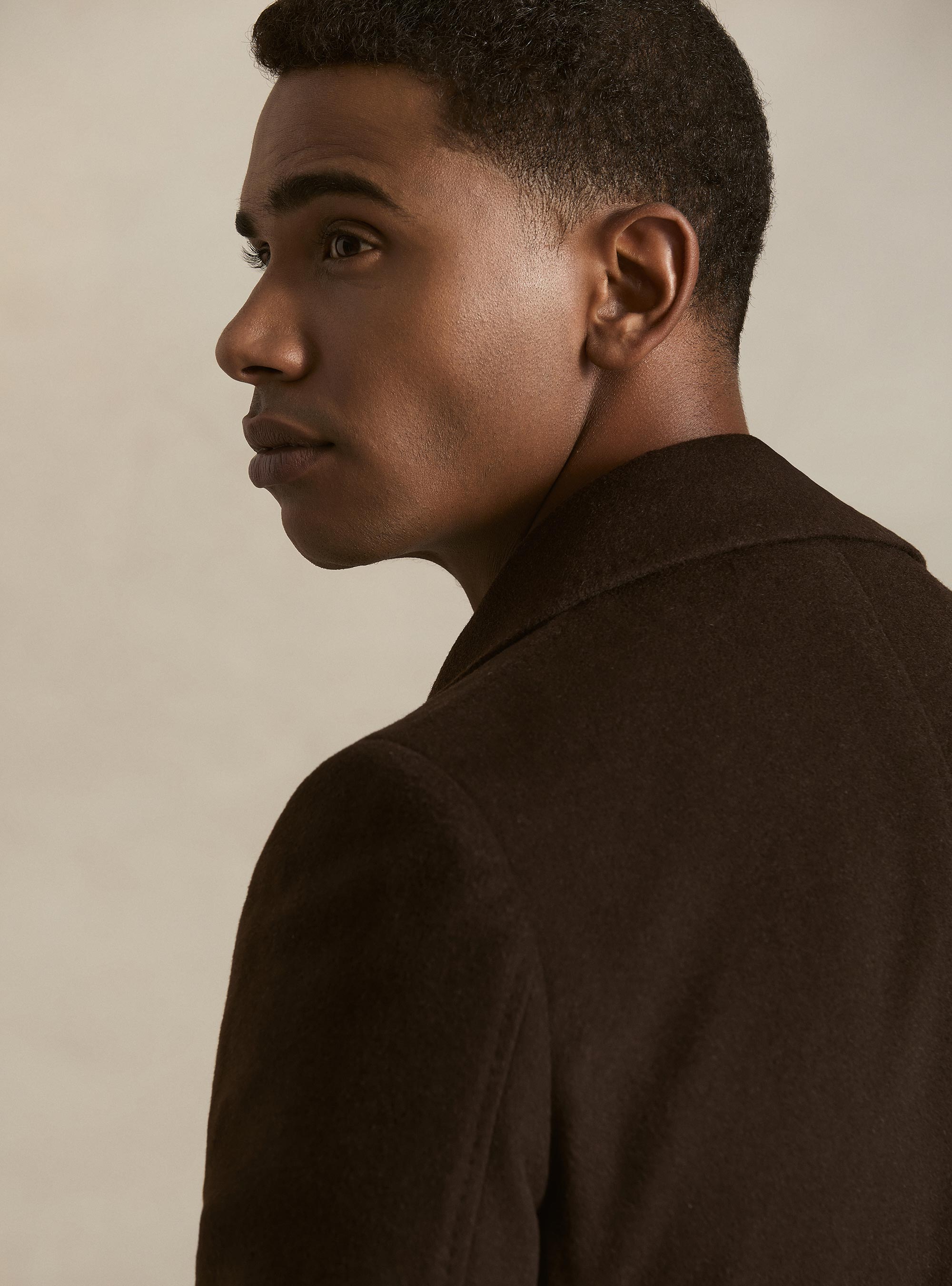 Single-breasted wool and cashmere coat, BROWN