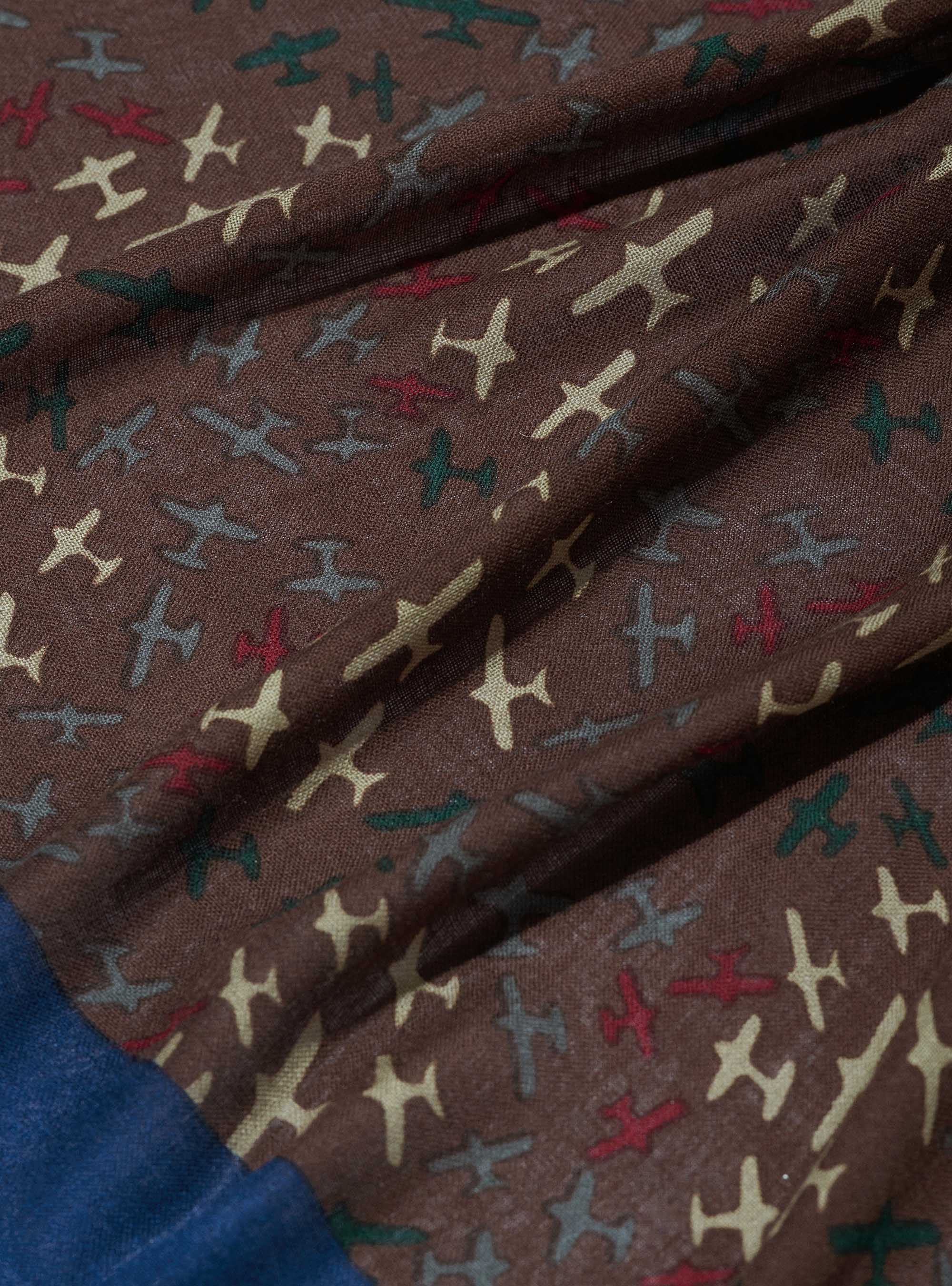 100% wool scarf wih pattern, BROWN