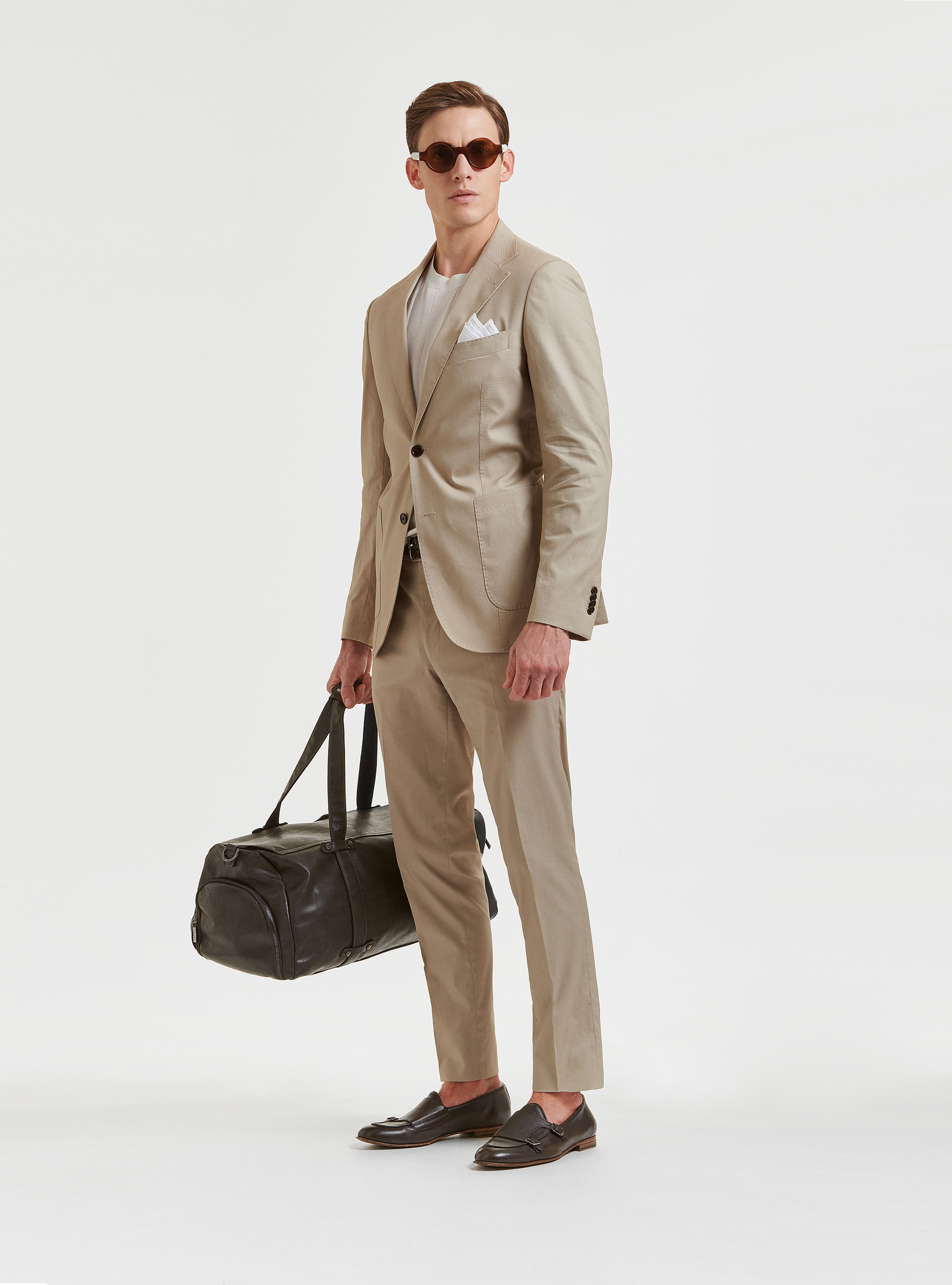 Armoured cotton suit blazer, SAND