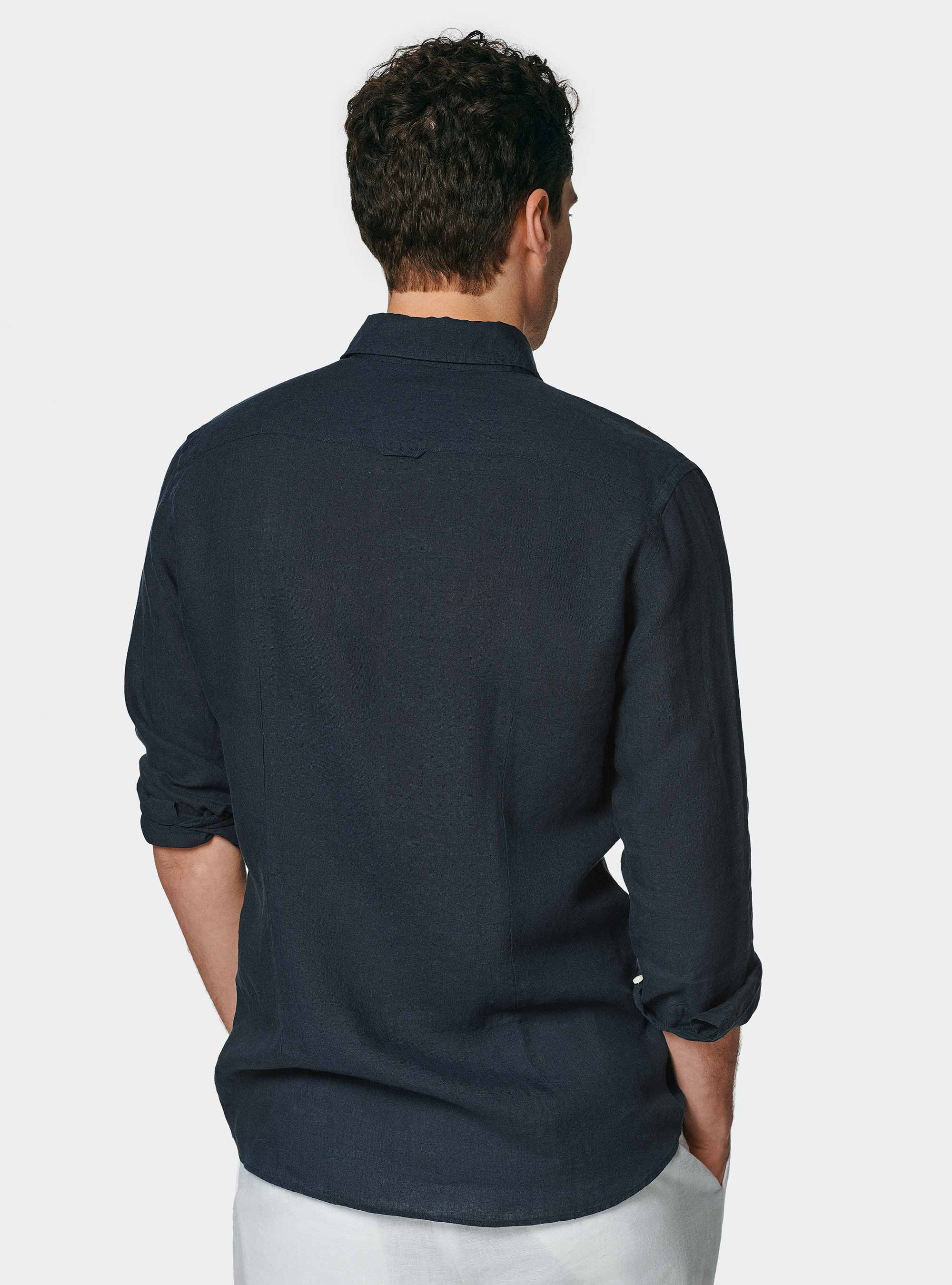 Camicia in puro lino, BLU NAVY