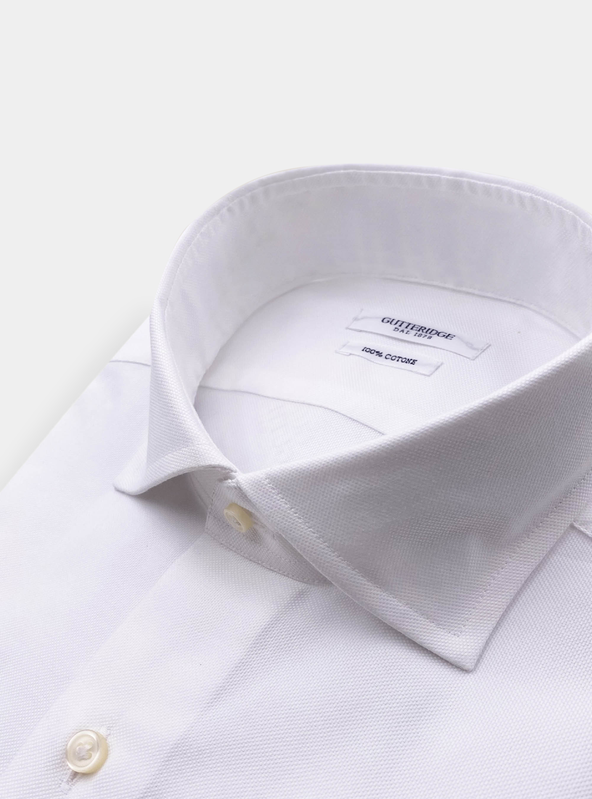 Camicia in oxford di cotone armaturato, BIANCO