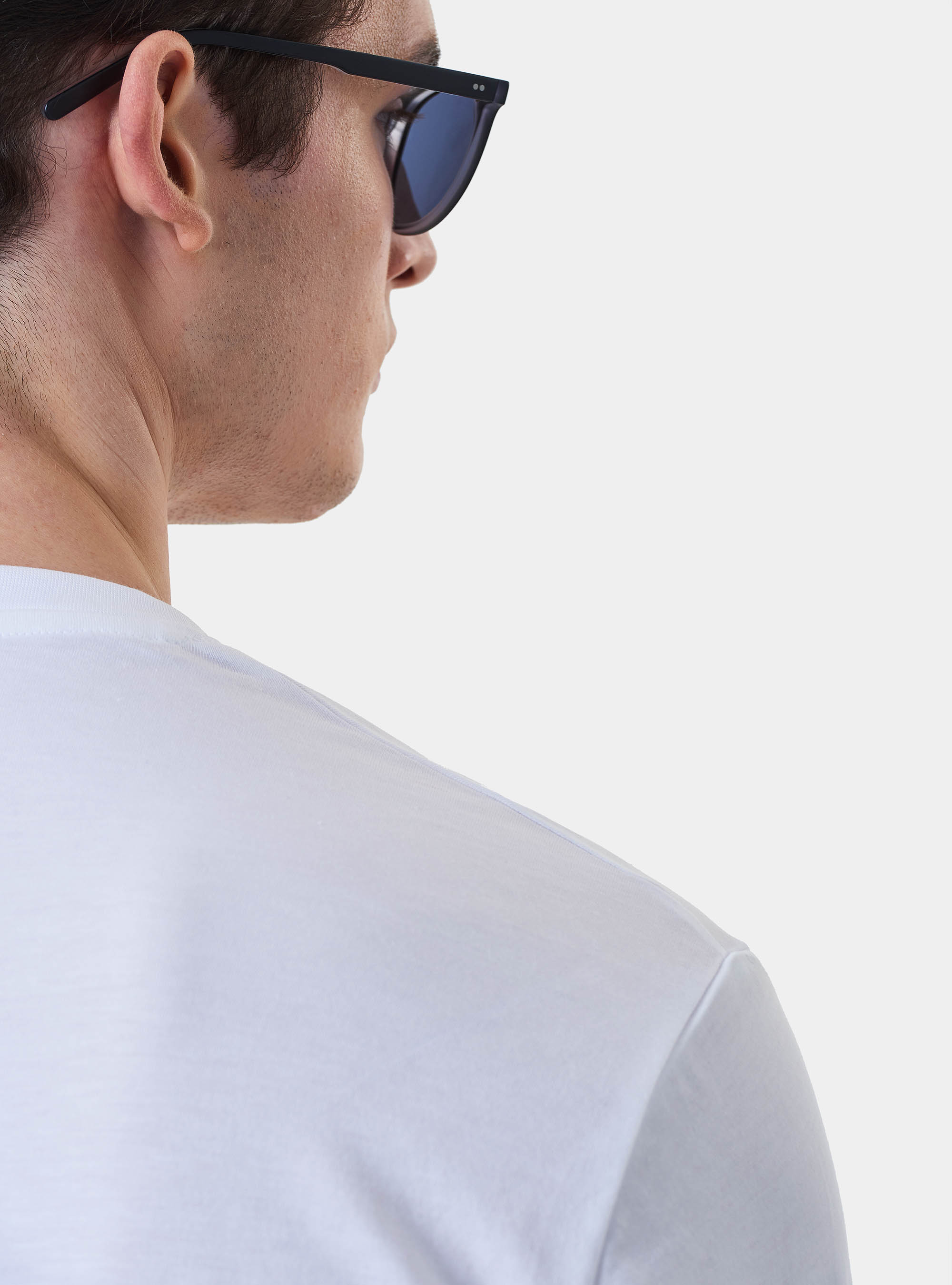 Serafino T-shirt in 100% cotton supima jersey, WHITE