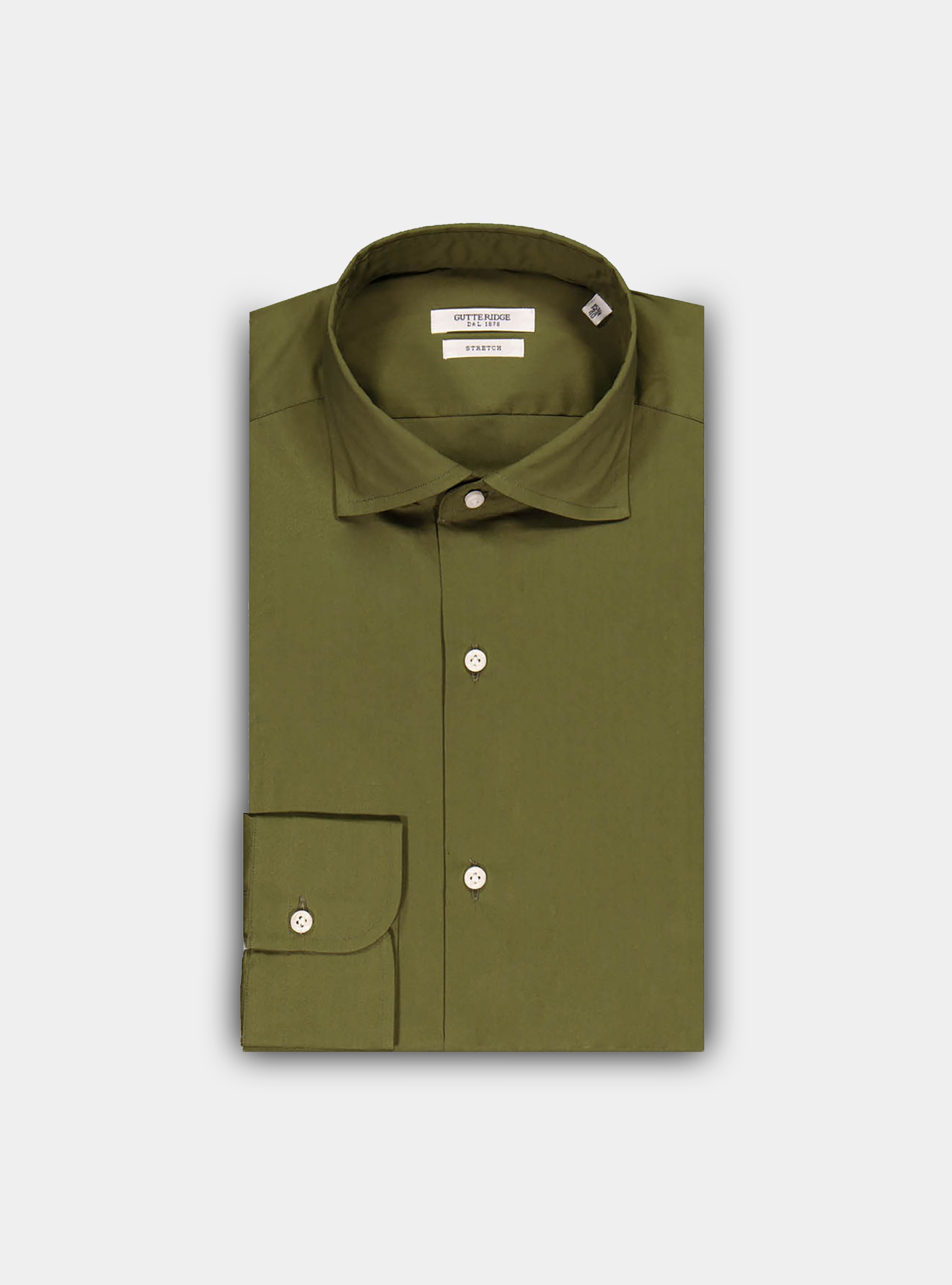 Camicia in cotone stretch, OLIVA