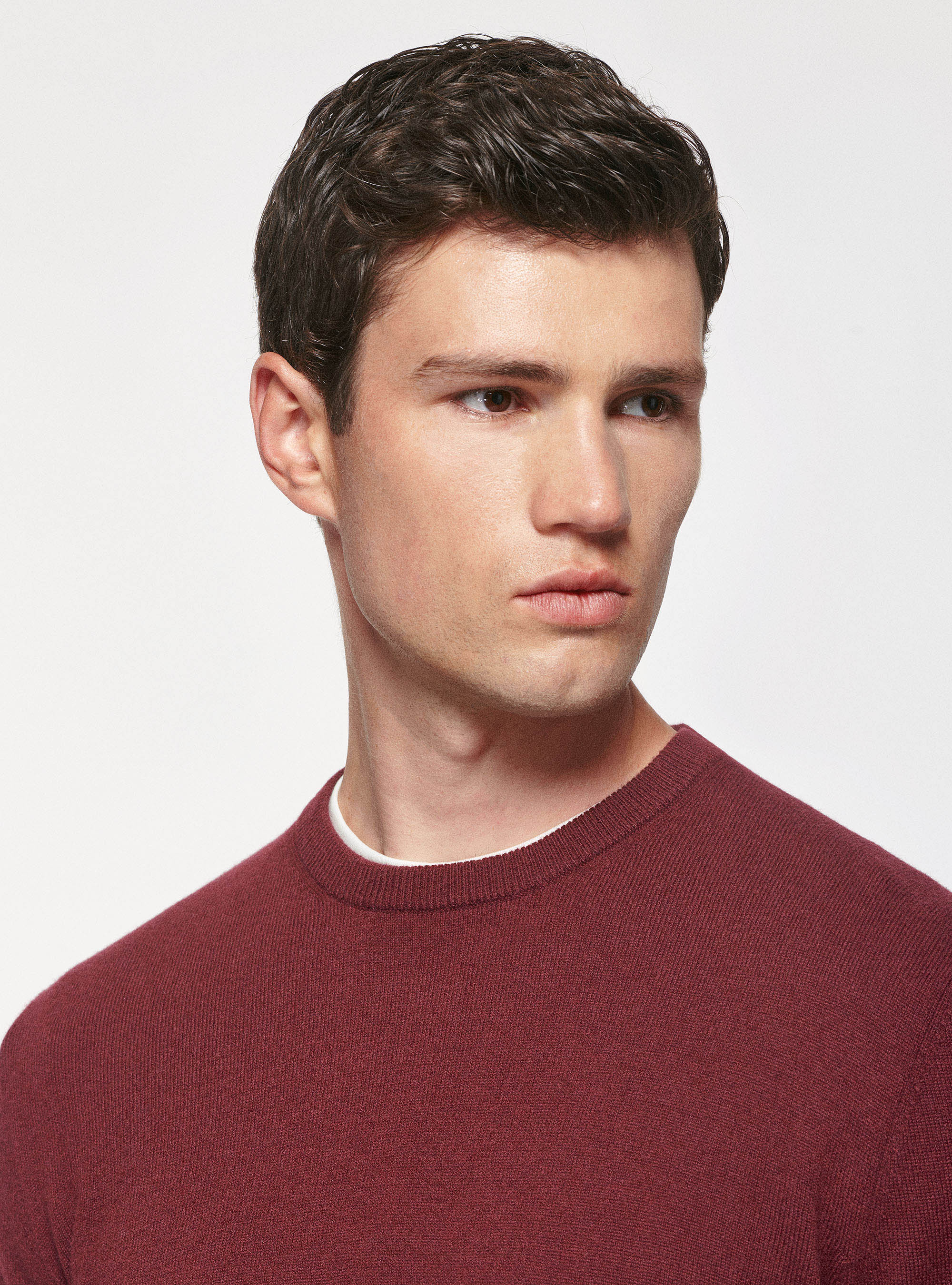 Punto de cuello redondo de lambswool y cachemira, BURDEOS