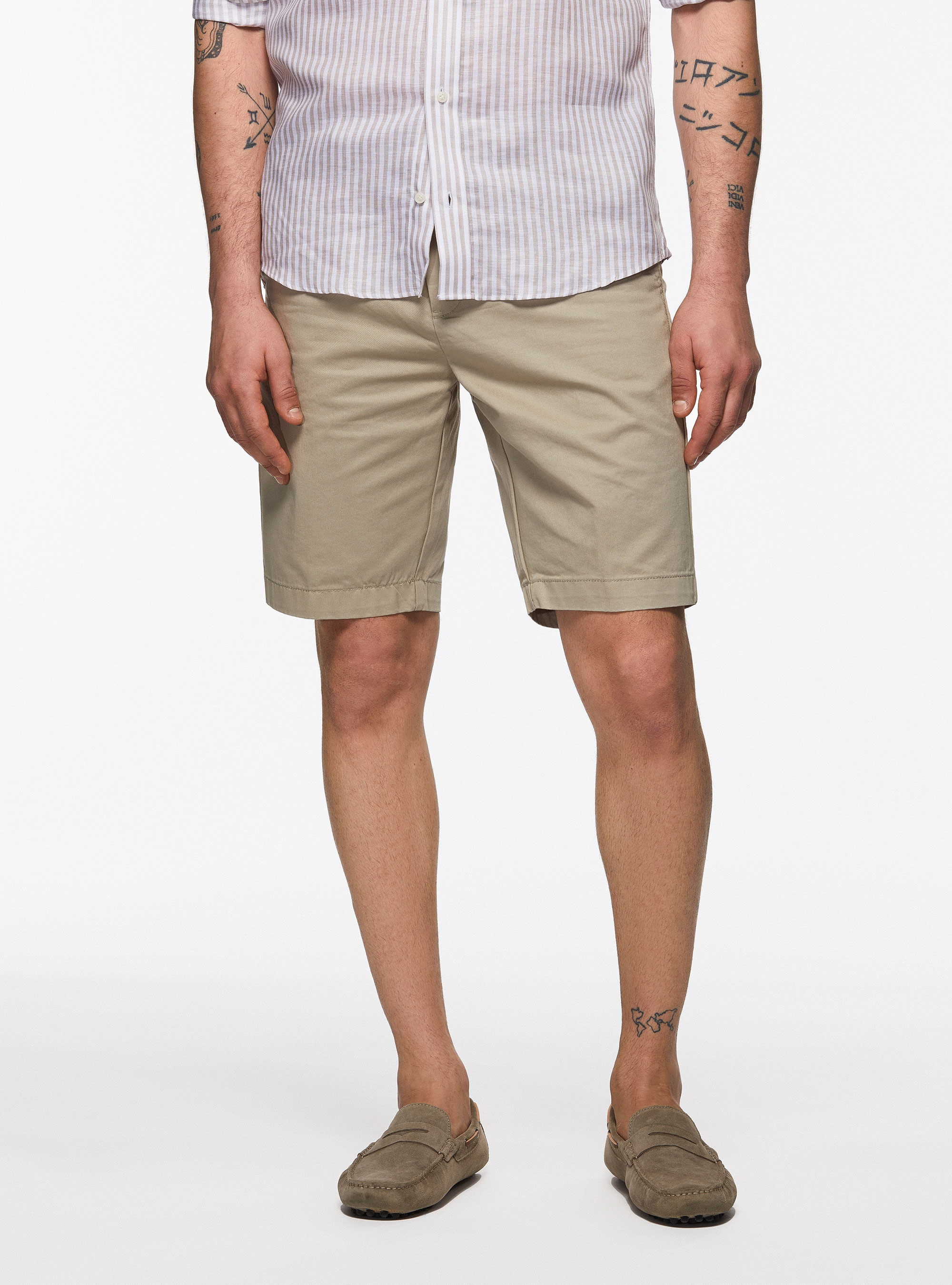 Twill Bermuda shorts, SAND