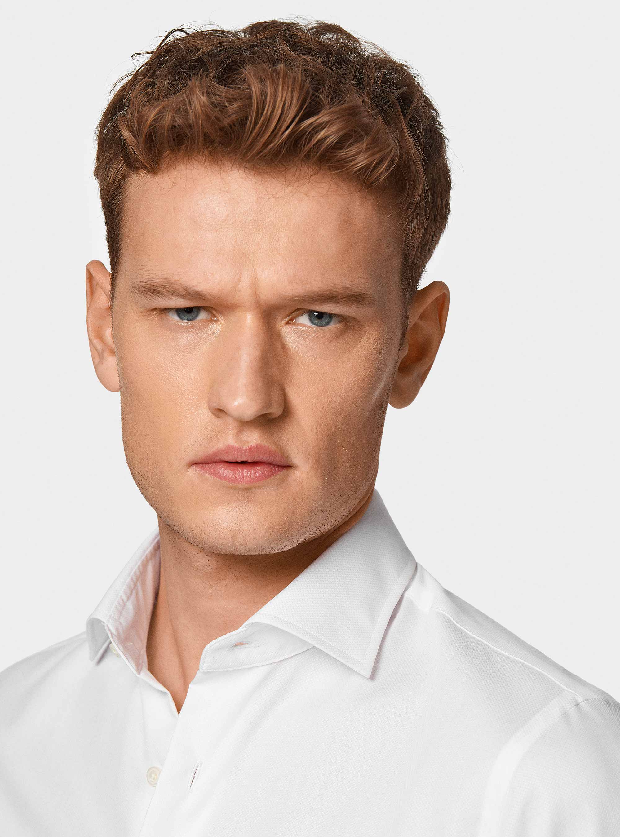 Camicia in puro cotone operato, BIANCO