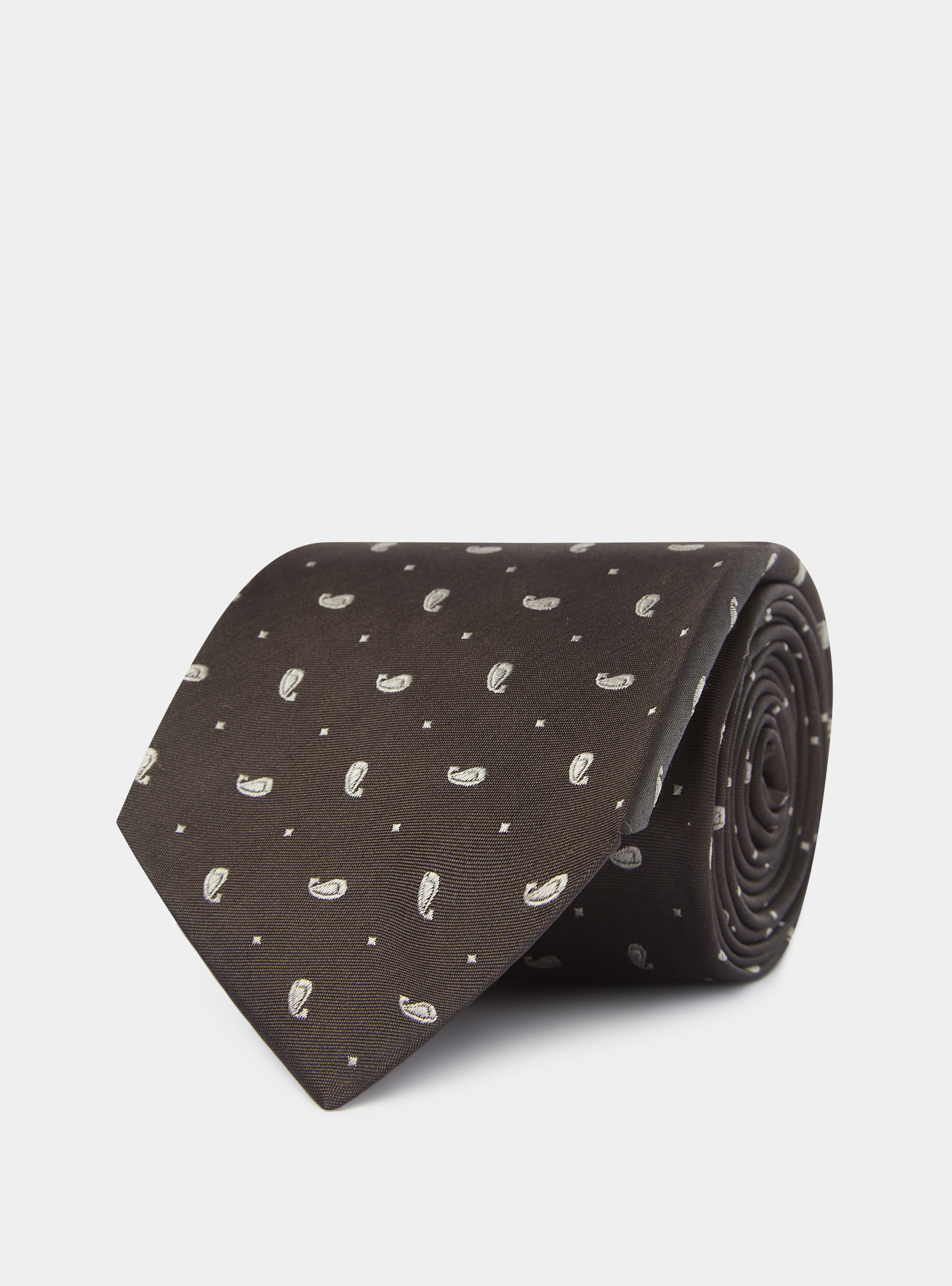 Corbata de seda jacquard, BROWN/ECRU B093