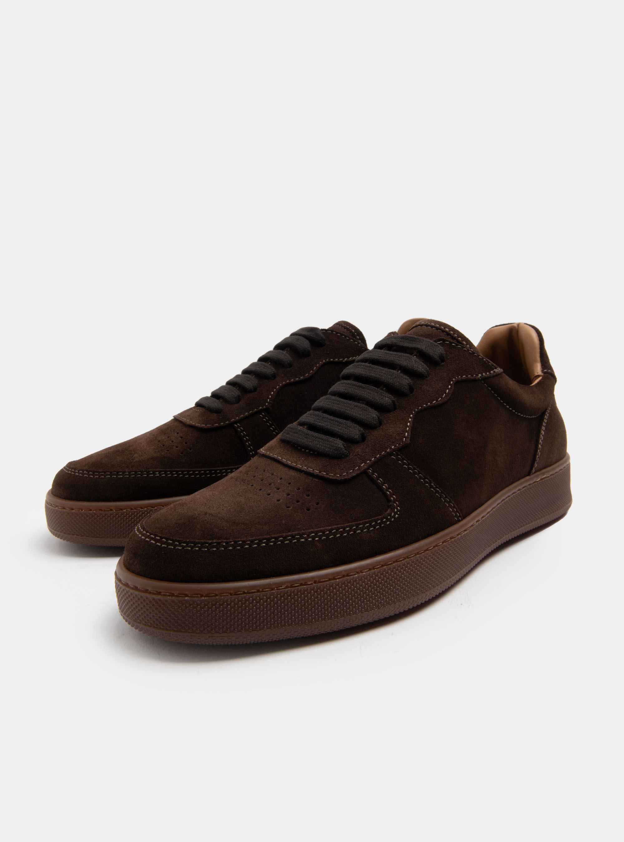 Sneakers in suede, MARRONE
