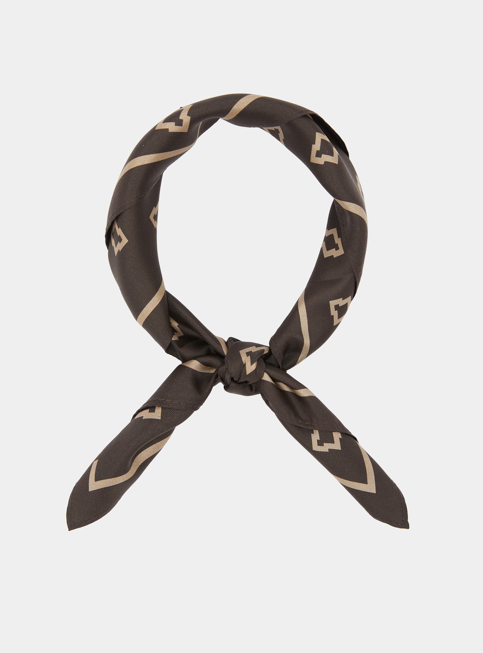 Foulard in seta stampa etnica, MARRONE