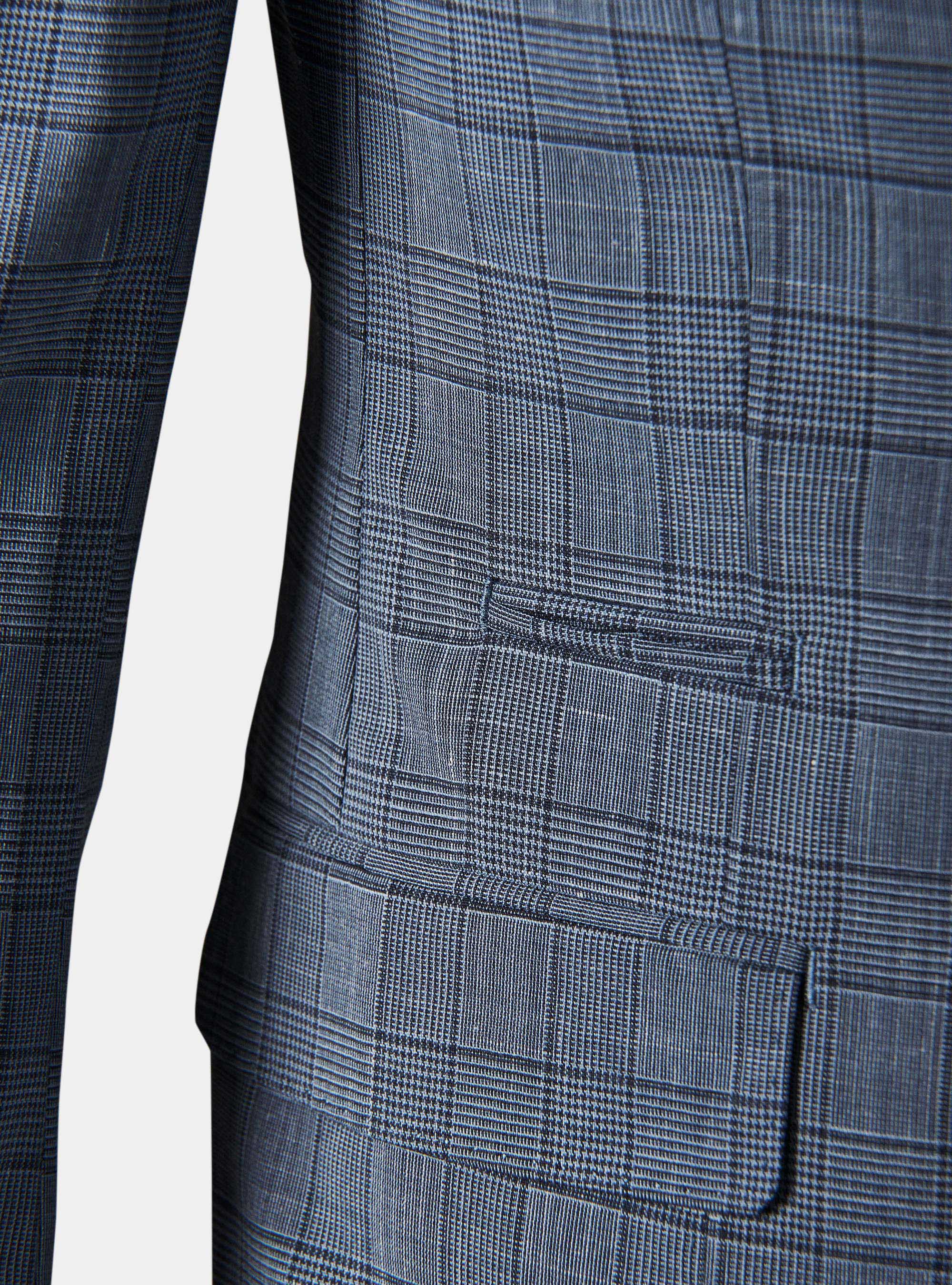 Prince of Wales linen blend suit, BLUE
