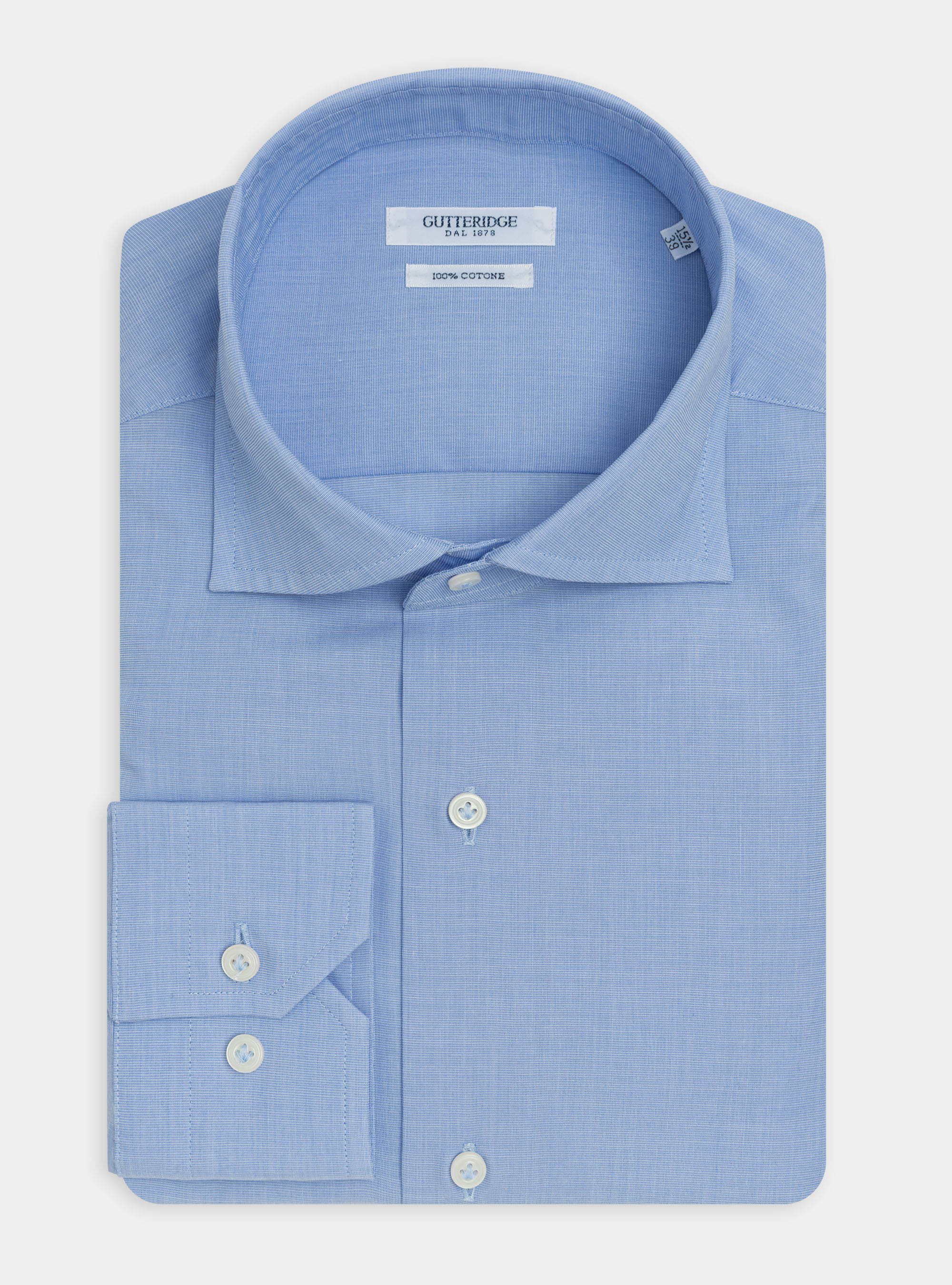 Gutteridge - Camicia slim fit in cotone fil a fil, Unisex, Azzurro, Taglia: 38