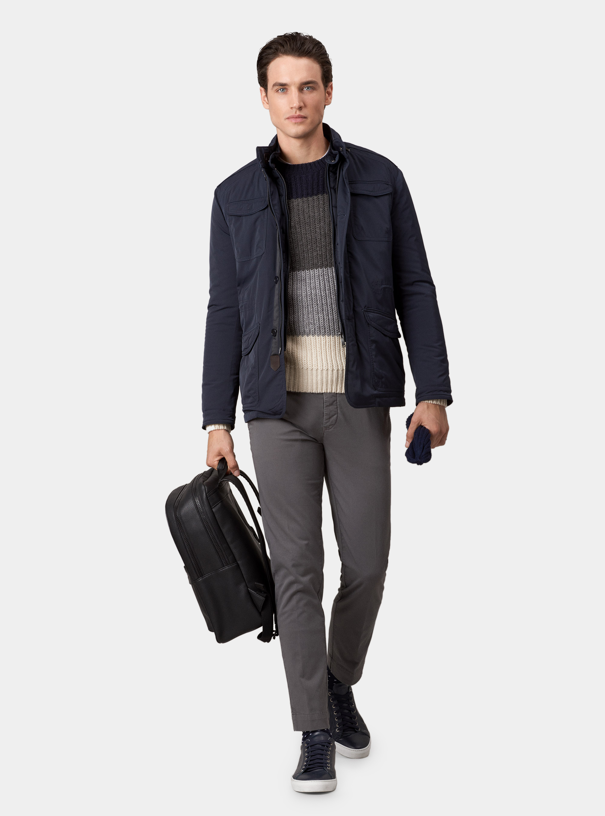 Field jacket con toppa e pettorina removibile, BLU NAVY