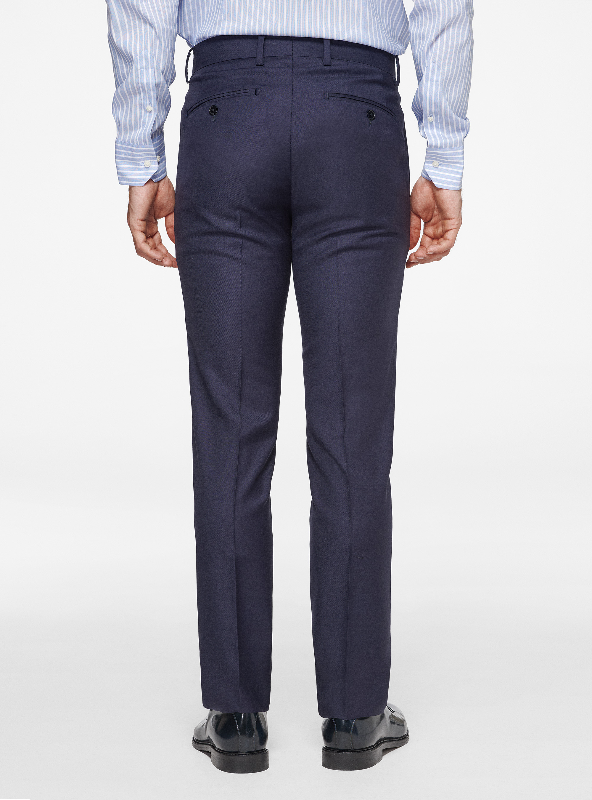 Trousers in pure 110's superfine wool, NAVY BLUE