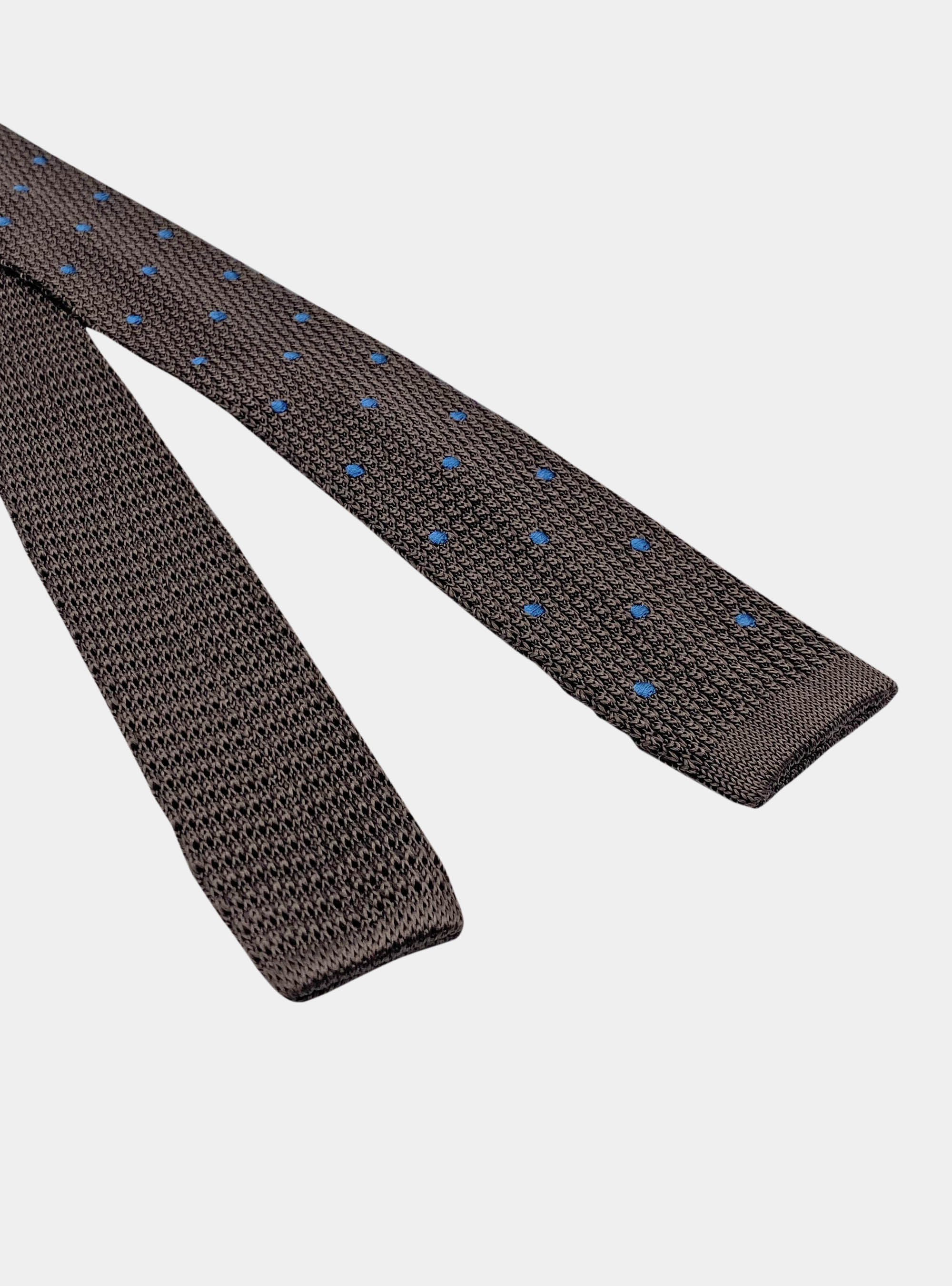 Cravate tressée à pois, MARRON