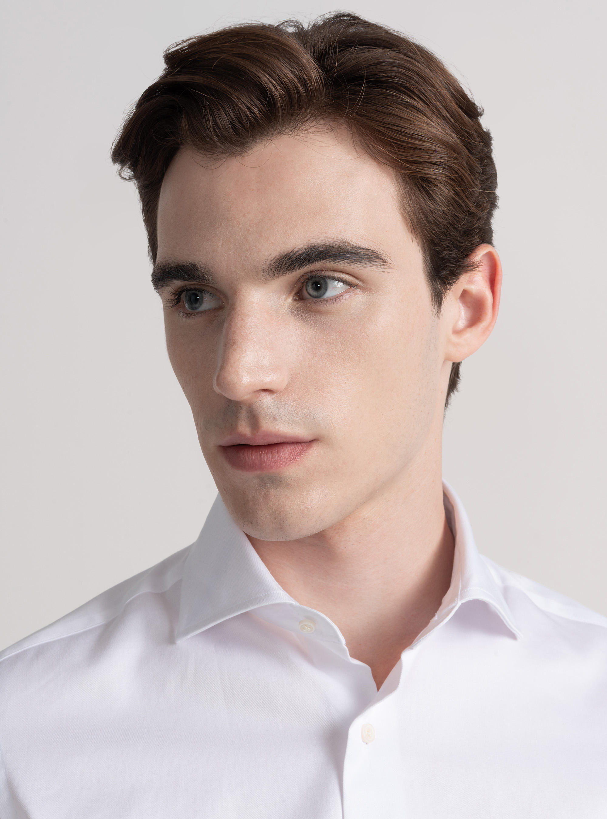 Camicia in twill di cotone, BIANCO