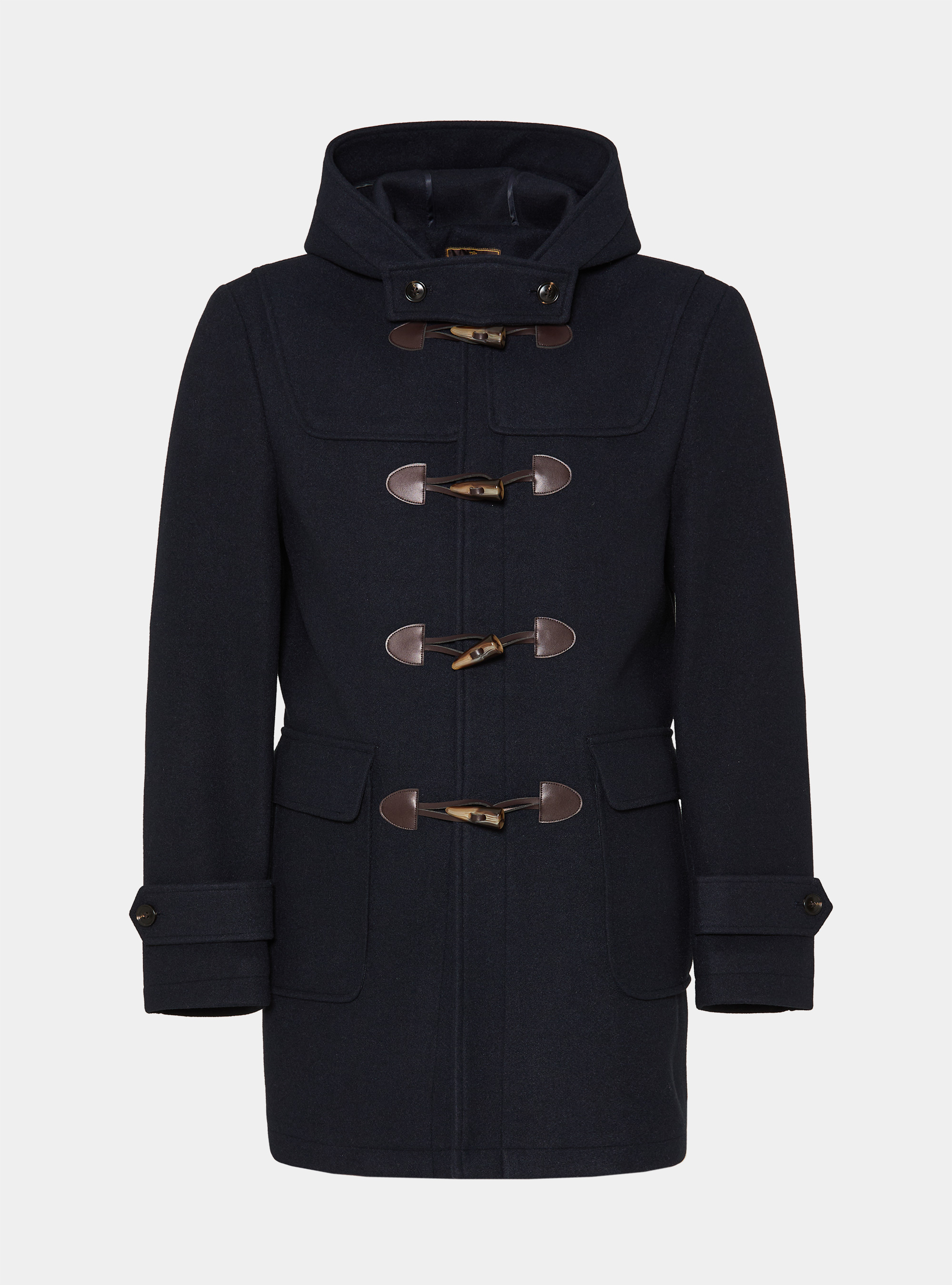 Montgomery con cappuccio in misto lana, BLU NAVY