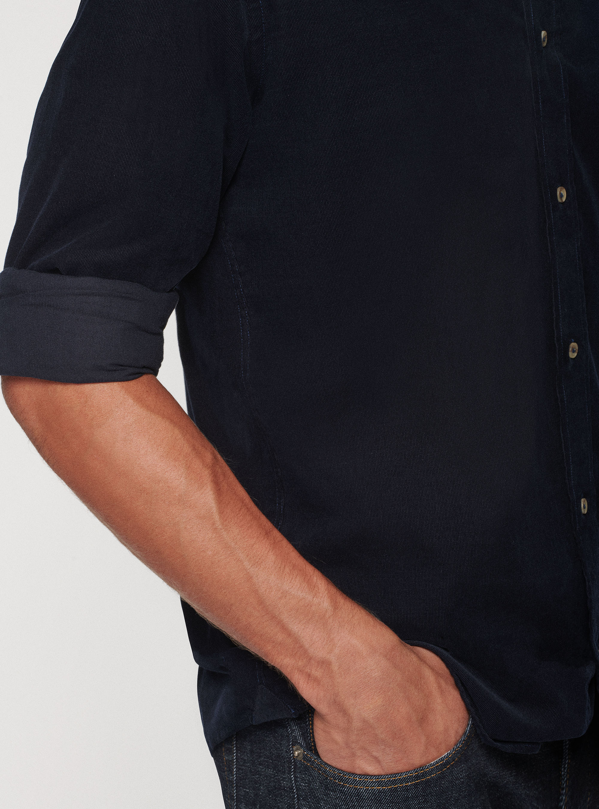 Camicia in velluto a costine, BLU NAVY