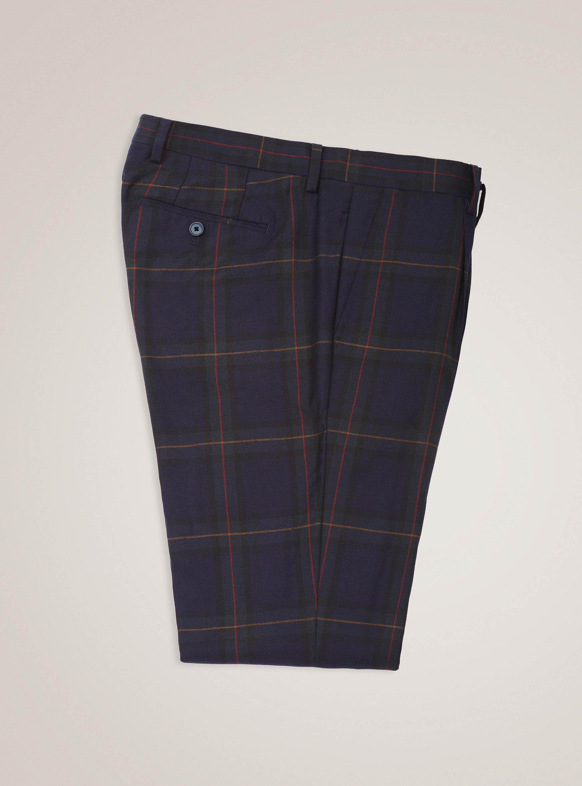 Pantaloni tartan con pinces in lana e cashmere