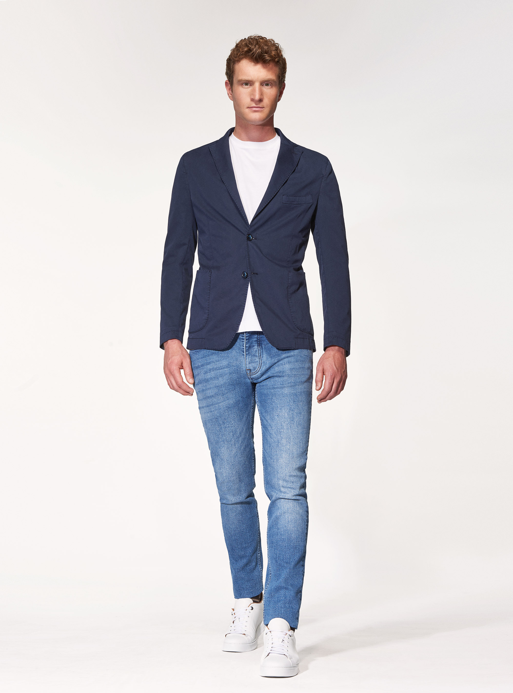 Giacca in cotone stretch, BLU NAVY