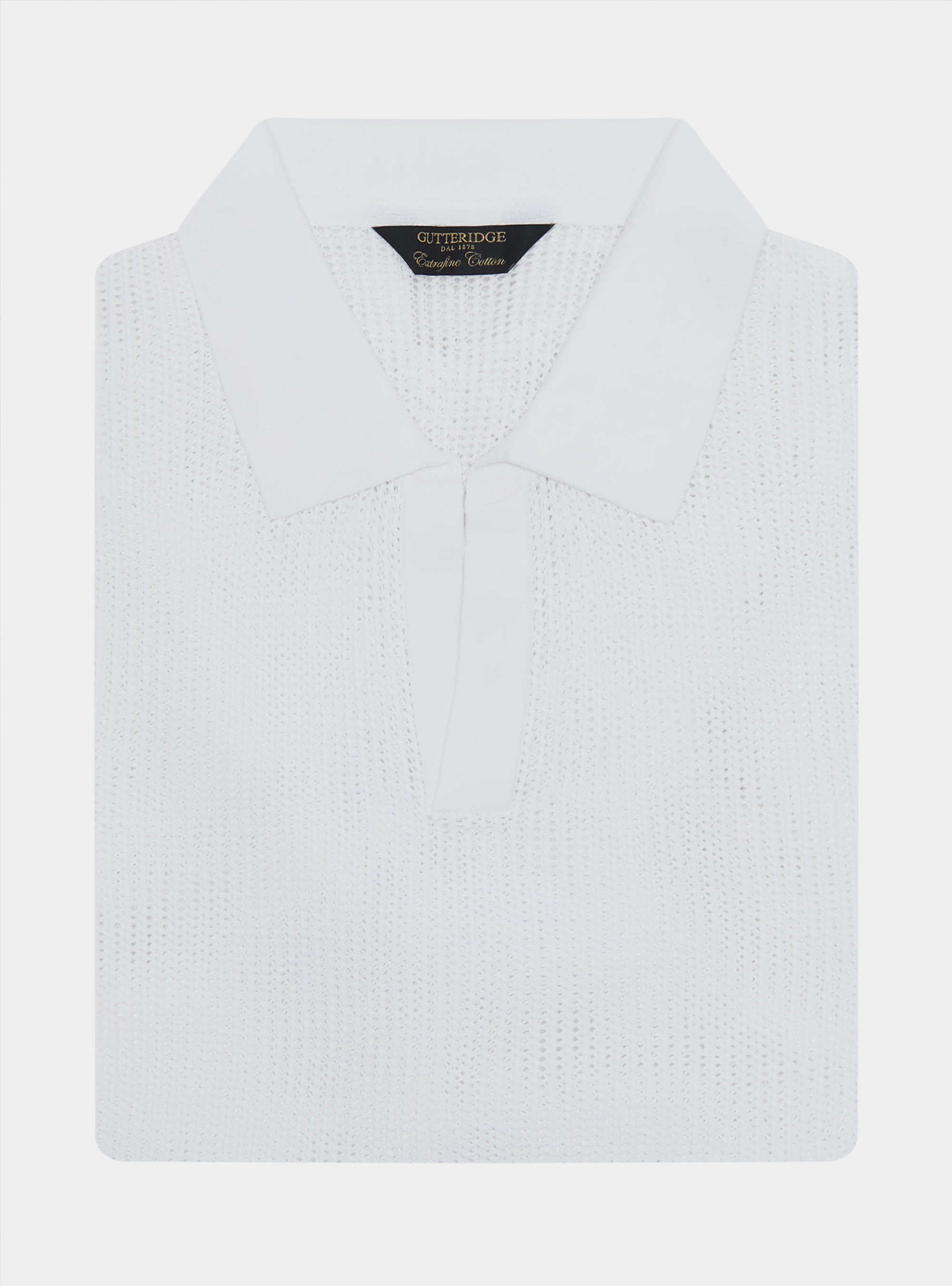Maglia polo in crochet, BIANCO