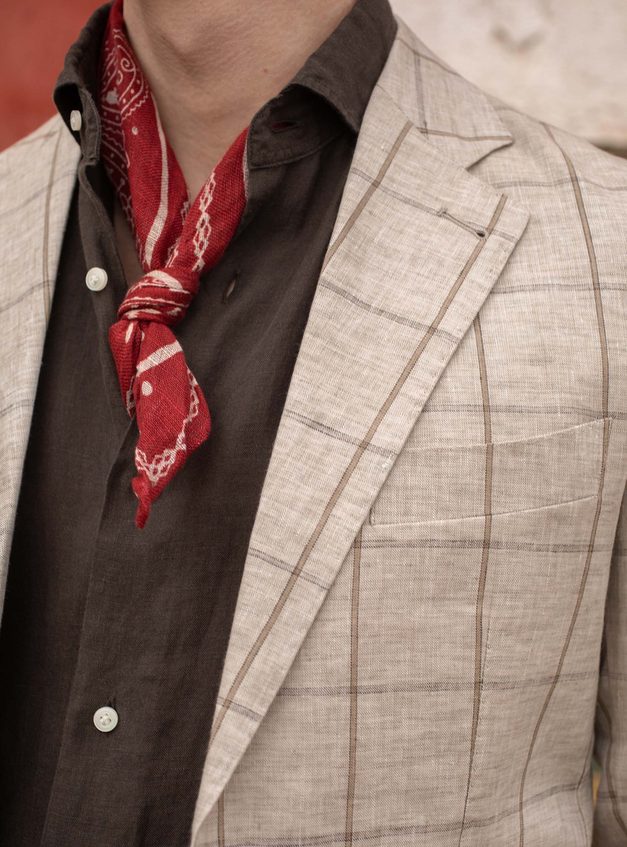 Foulard paisley de lino estampado, BURDEOS