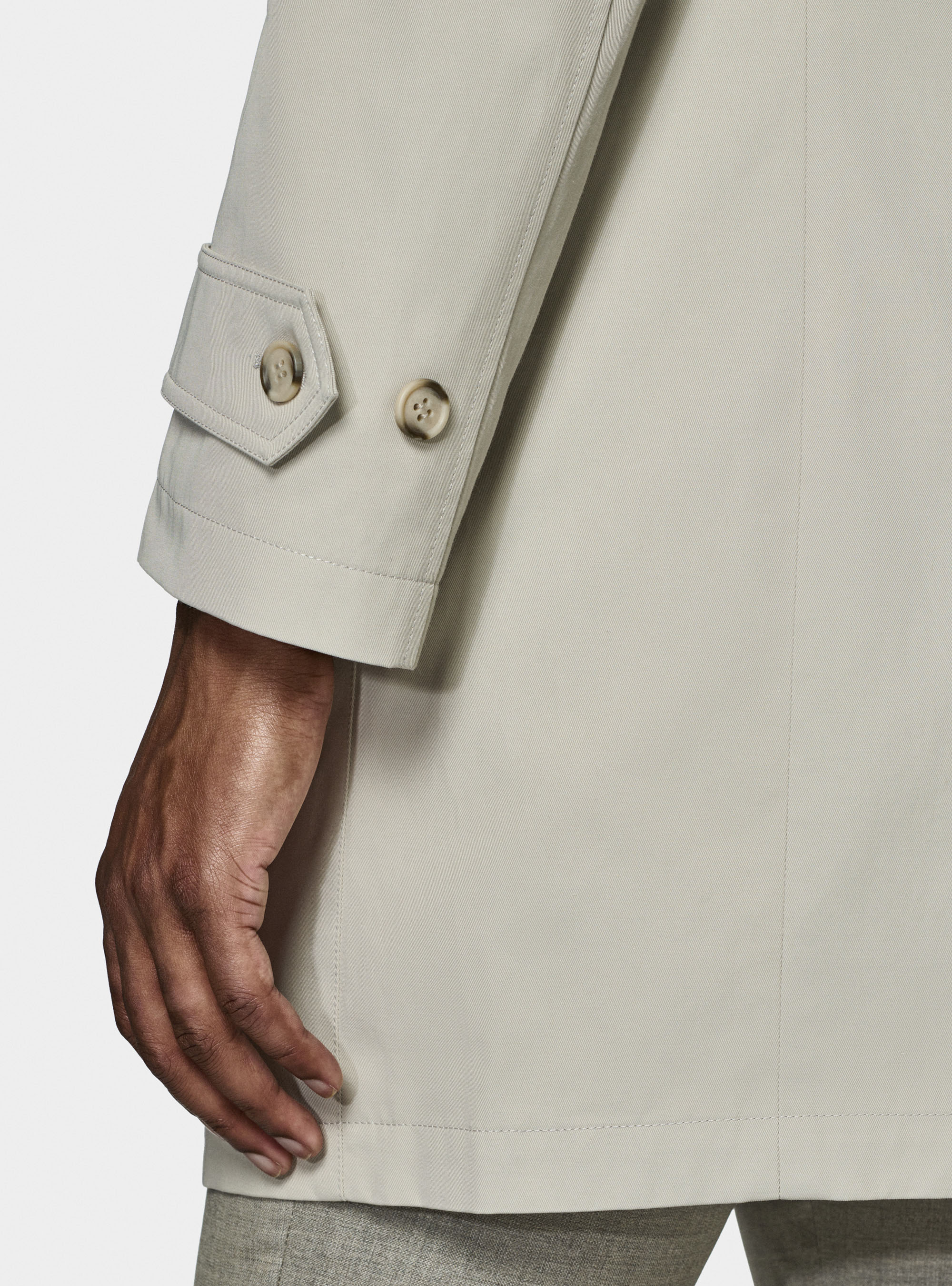 Impermeabile monopetto in misto cotone, ECRU