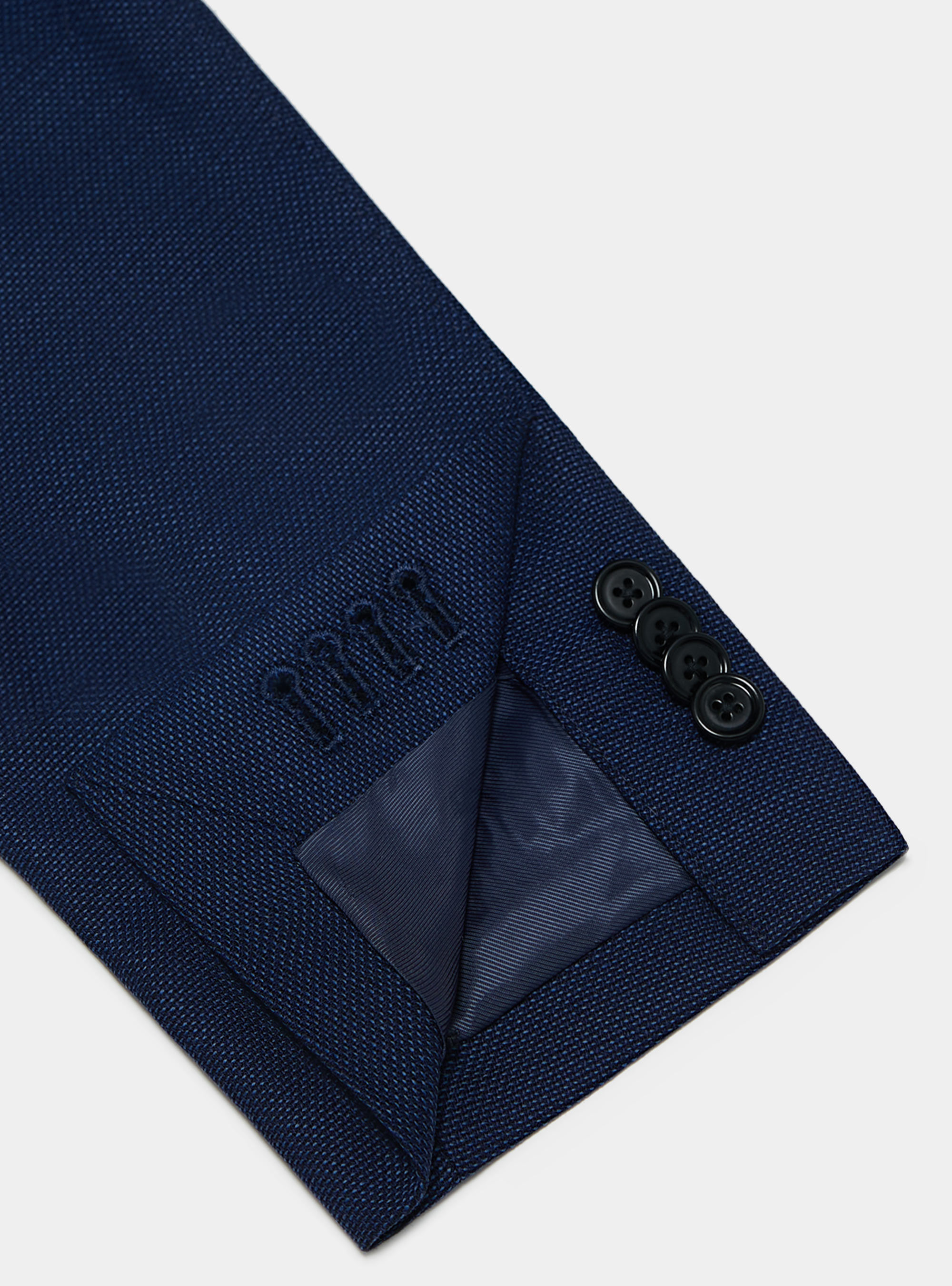 Micro-textured wool blazer, BLUE