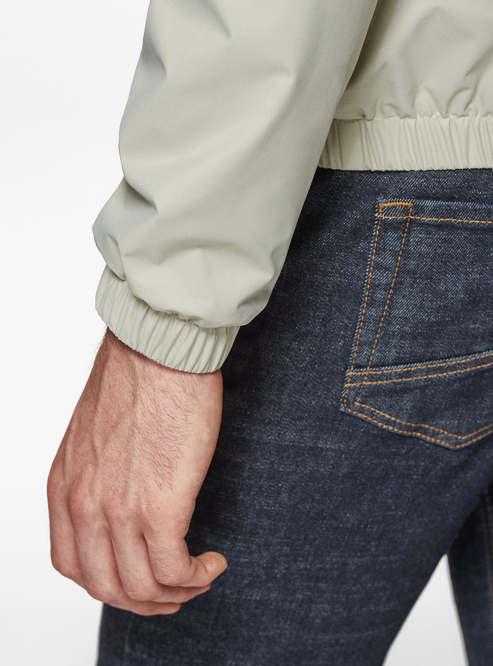 Cazadora forrada de punto de cachemira, CRUDO