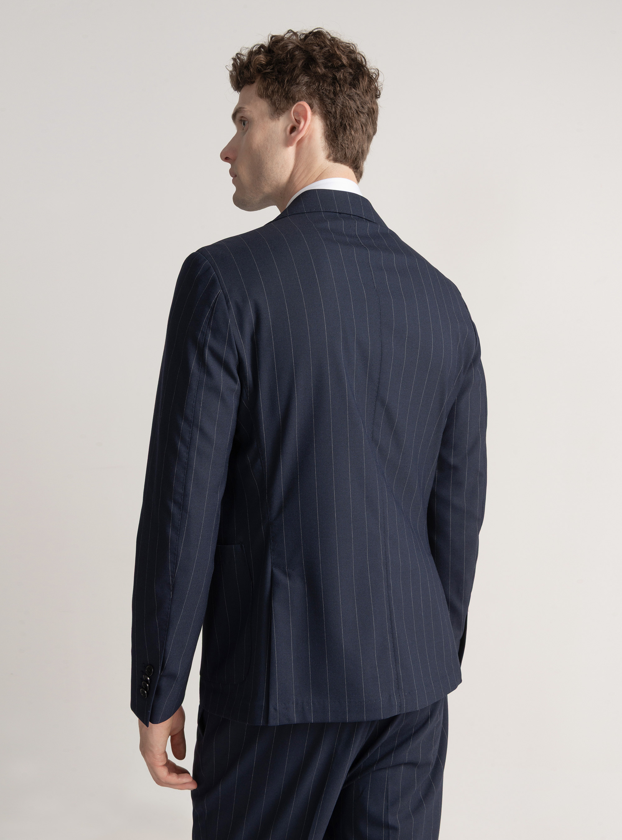 Giacca doppiopetto per abito gessato, BLU NAVY