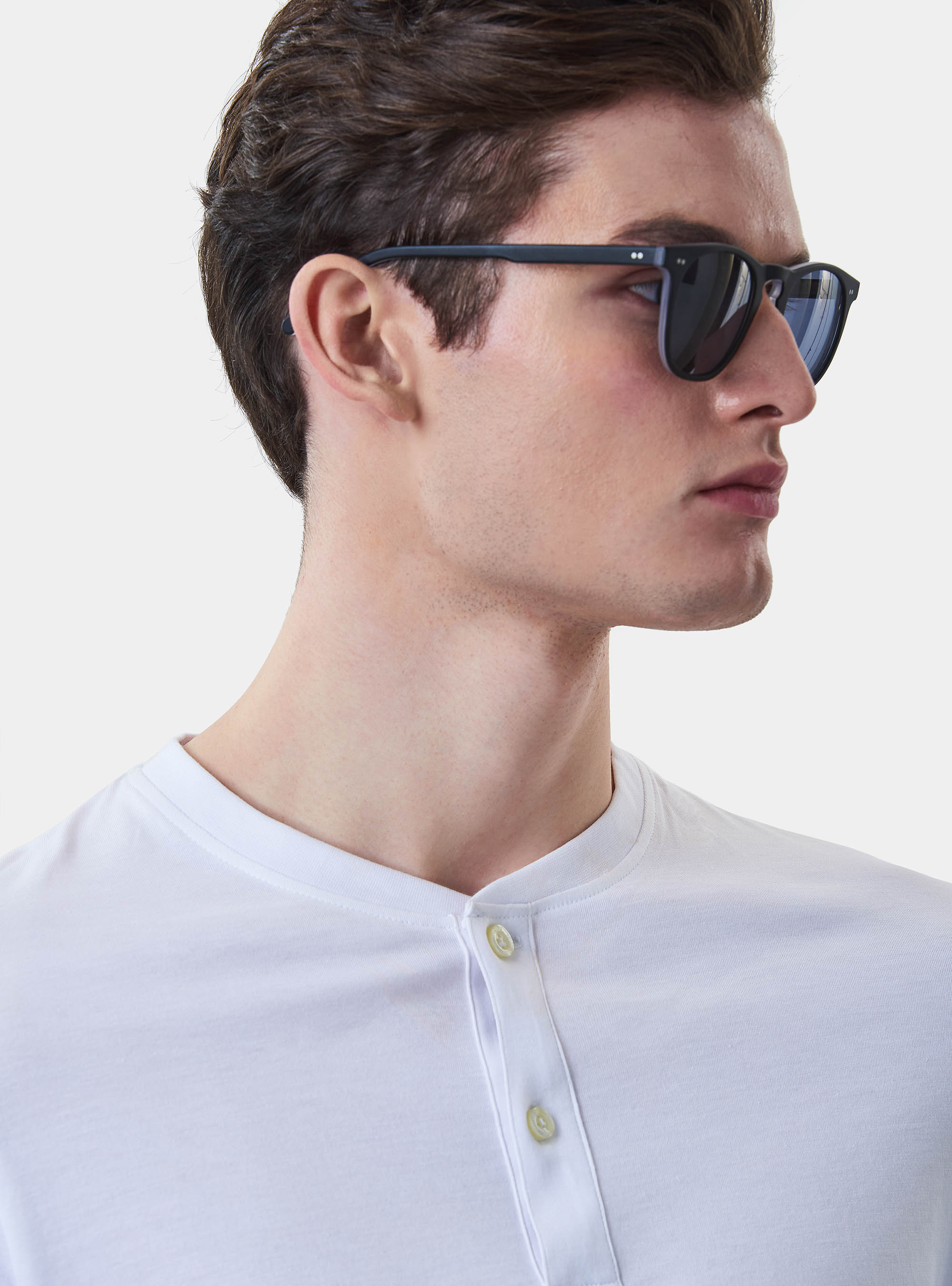 Serafino T-shirt in 100% cotton supima jersey, WHITE