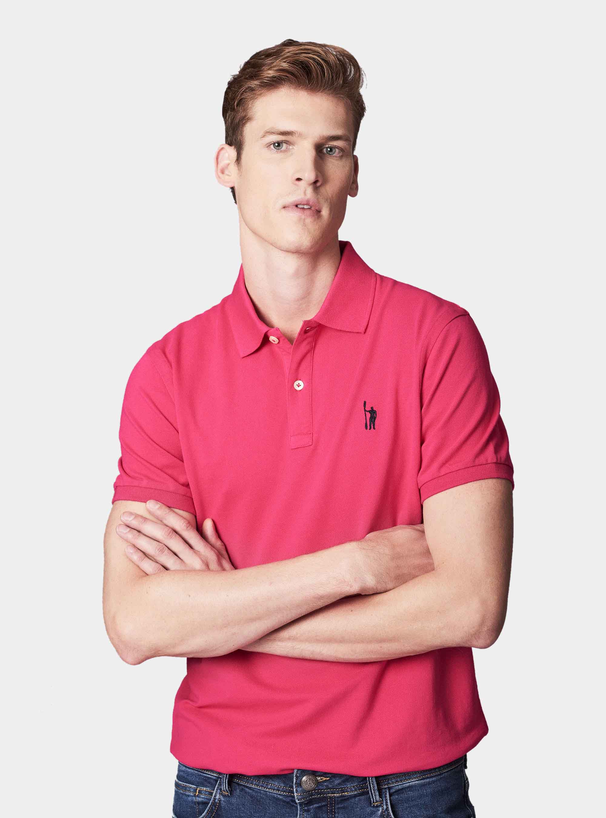 Polo basica in piquet, FUCSIA