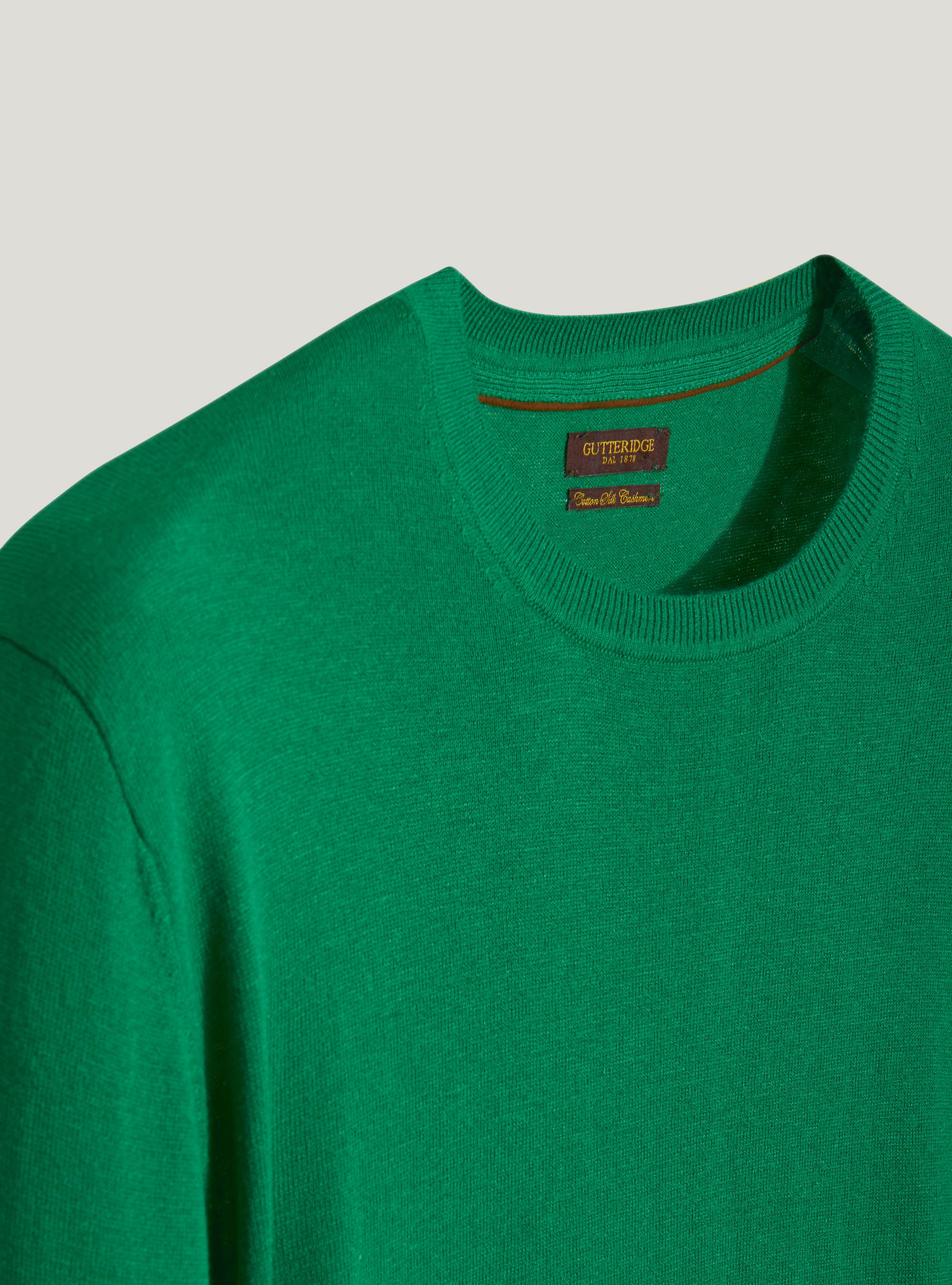 Maglia girocollo in cotone seta e cashmere, OLIVA