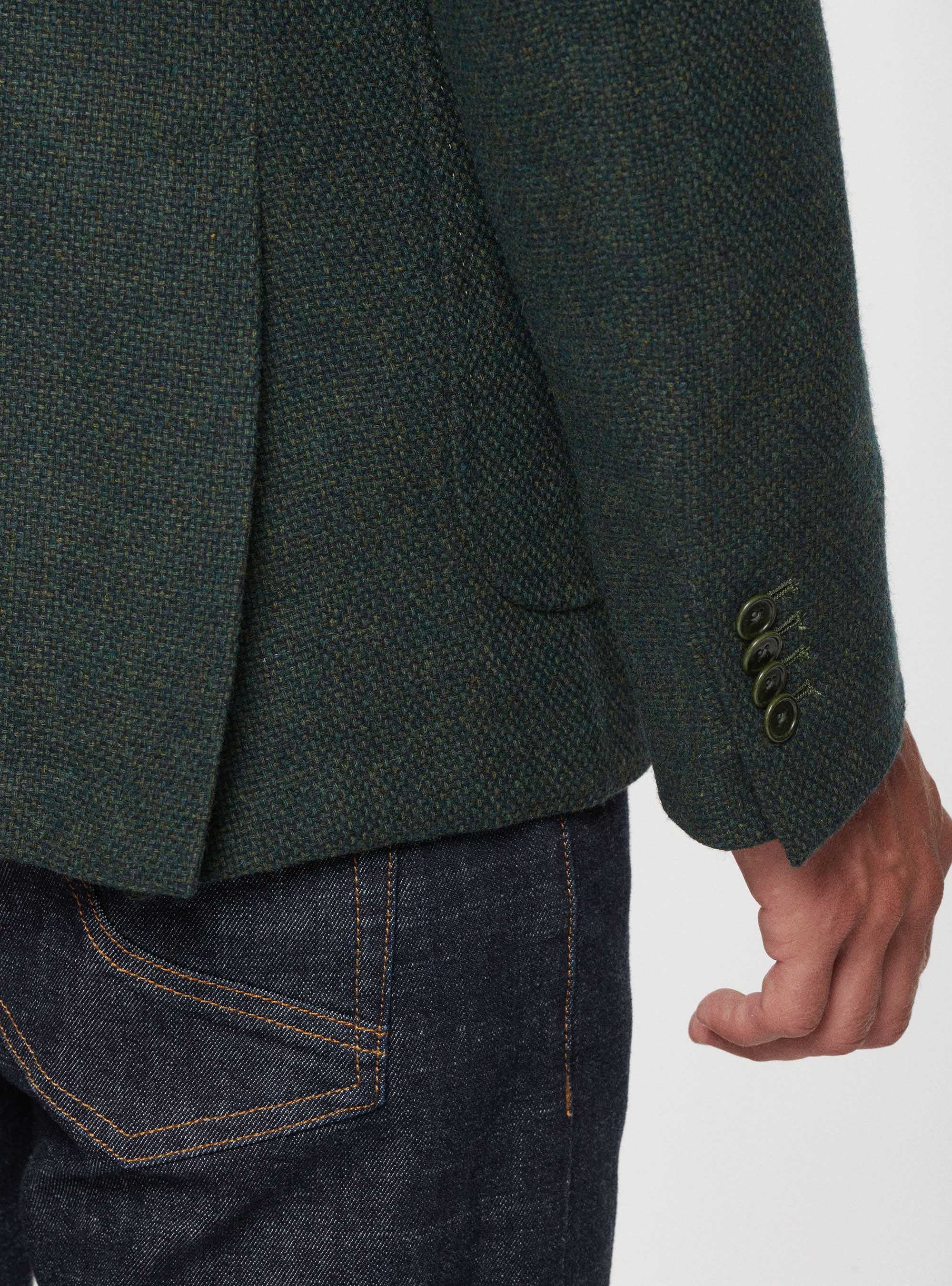 Giacca in lana cotone e cashmere, VERDE