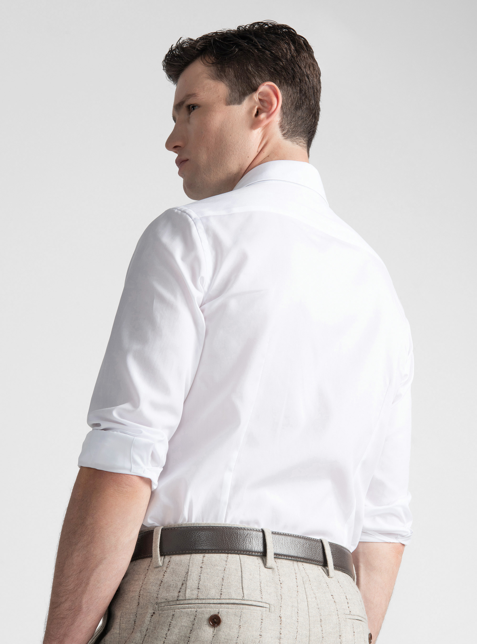 Camicia in cotone fil a fil, BIANCO