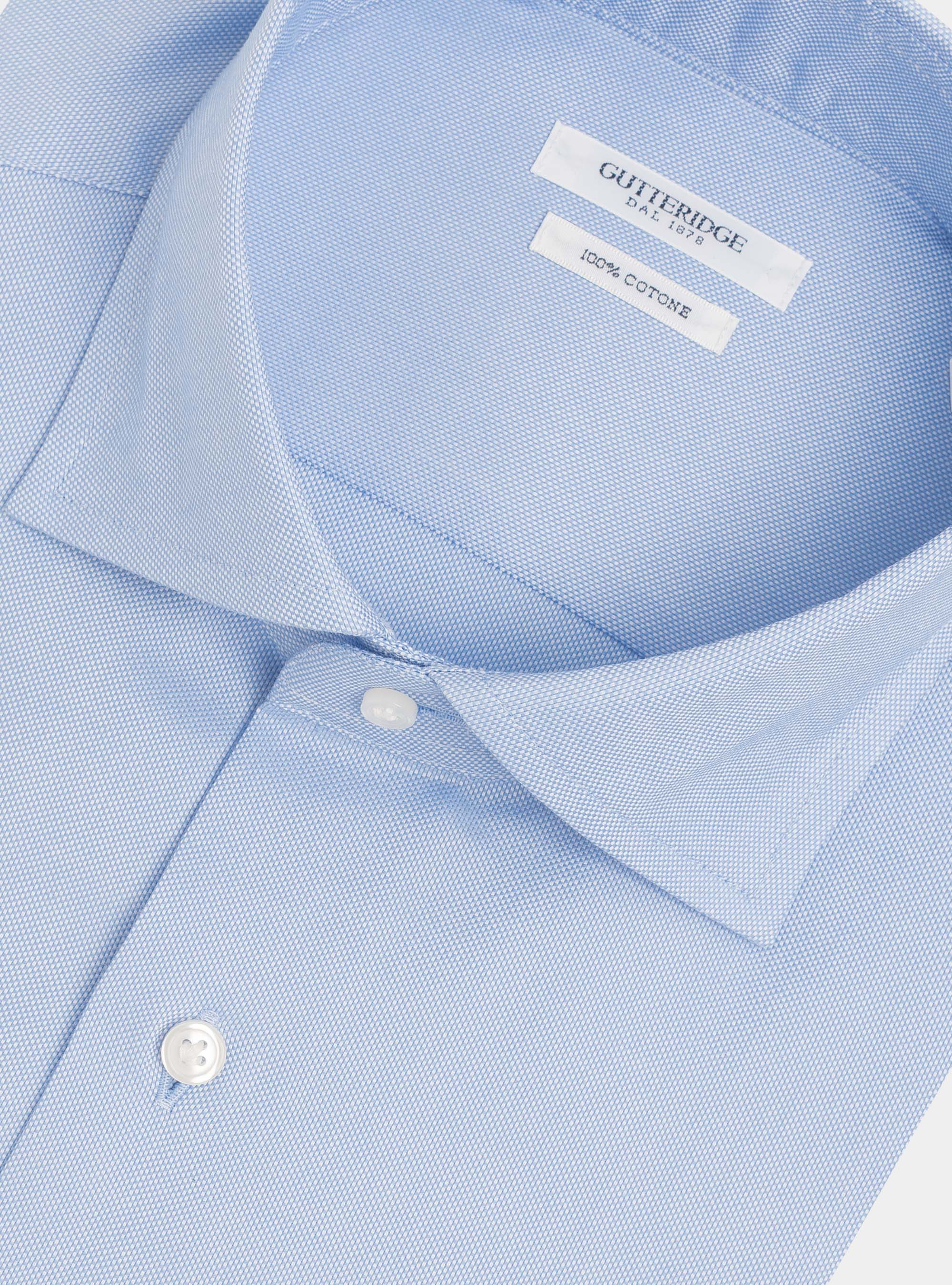 Camicia collo semi francese in oxford di cotone, AZZURRO