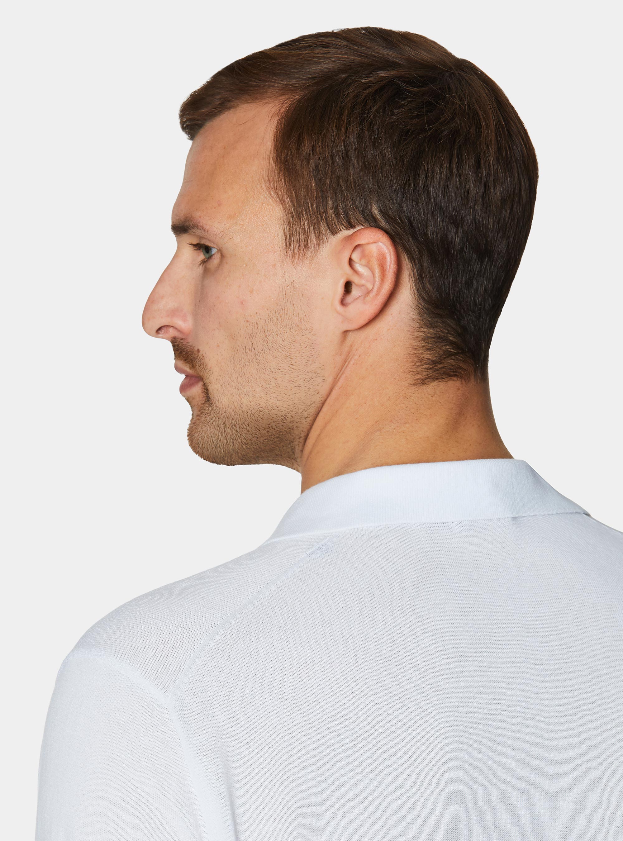 Polo de punto sin botones en algod&oacute;n extrafino, BLANCO