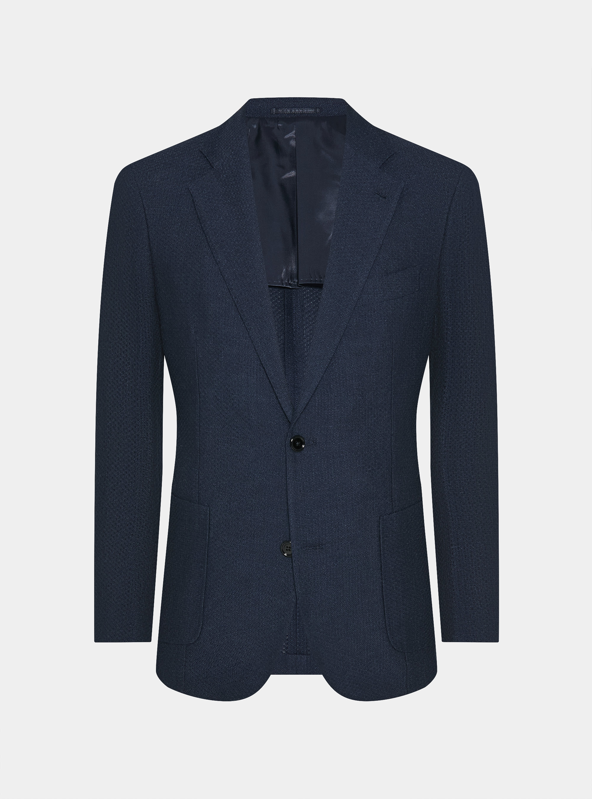 Giacca giro inglese in lana e cotone, BLU NAVY