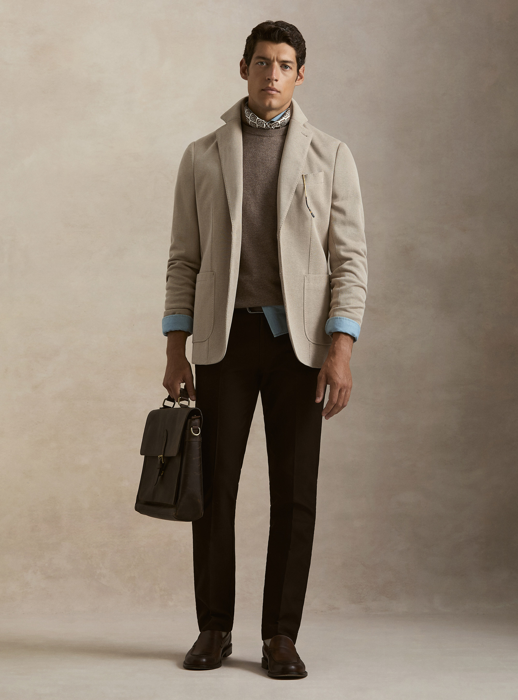 Cotton-Blend Jersey Blazer, ECRU