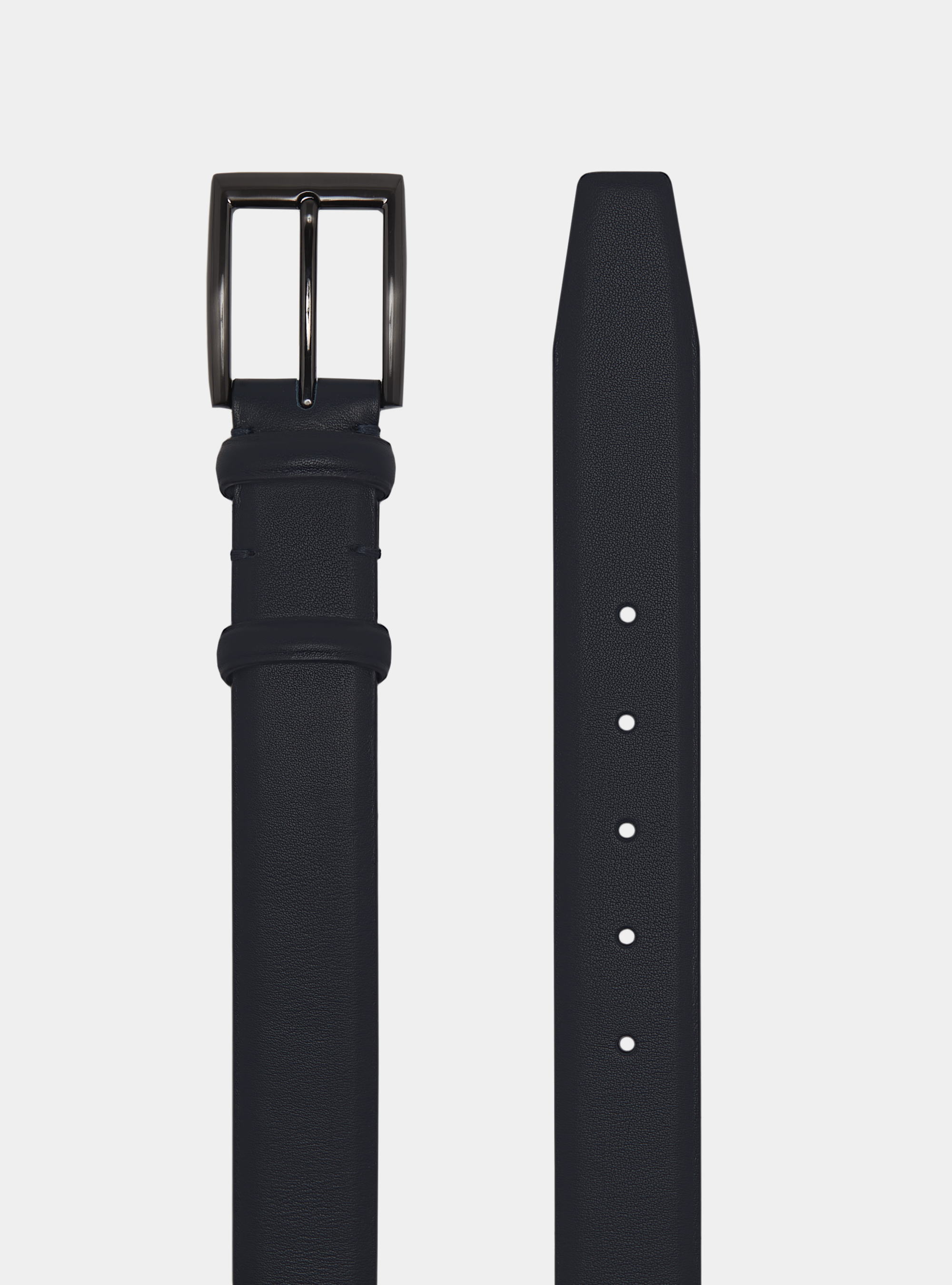 Leather belt, NAVY BLUE