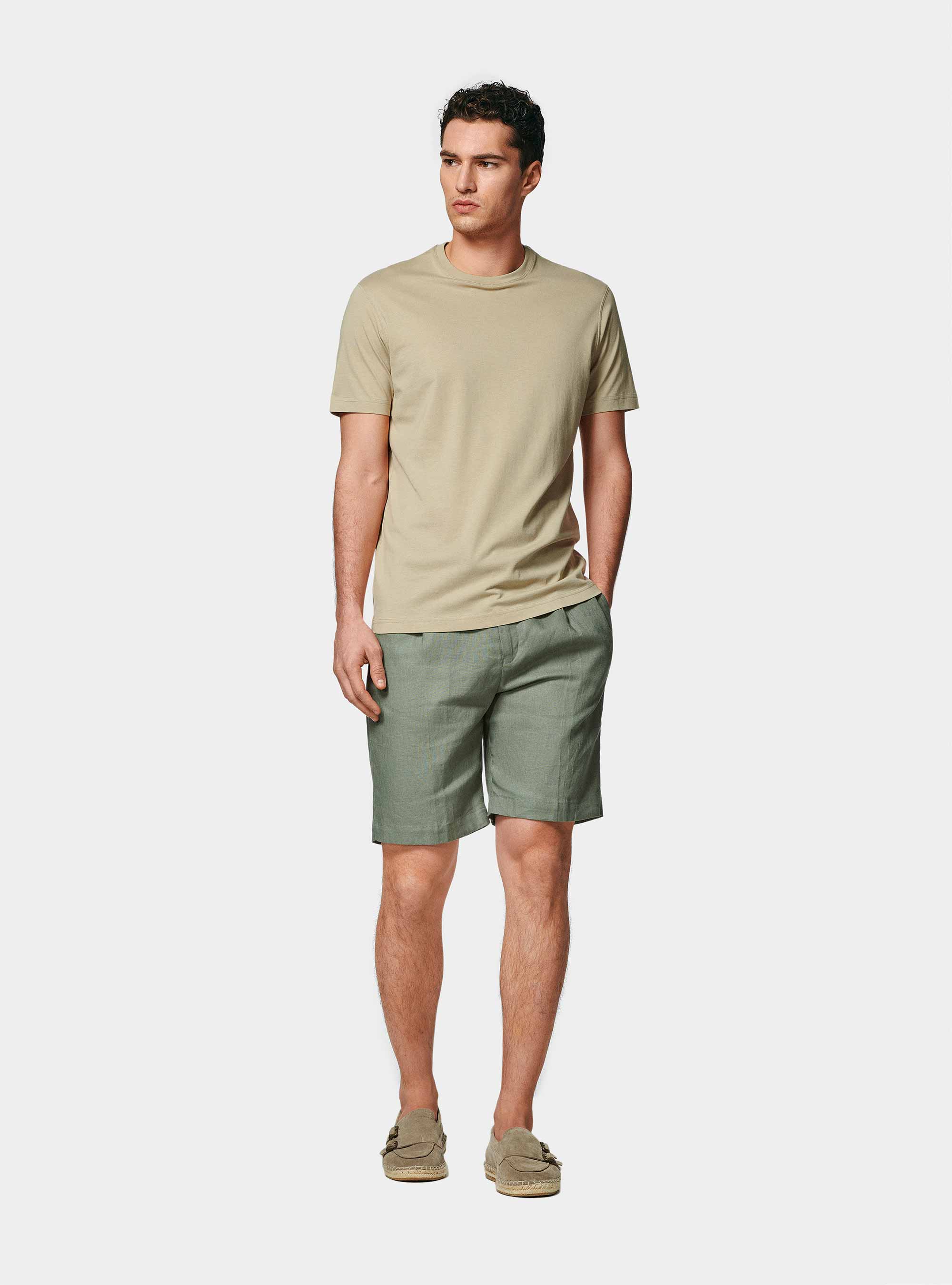 T-shirt mezza manica in cotone Supima, SABBIA