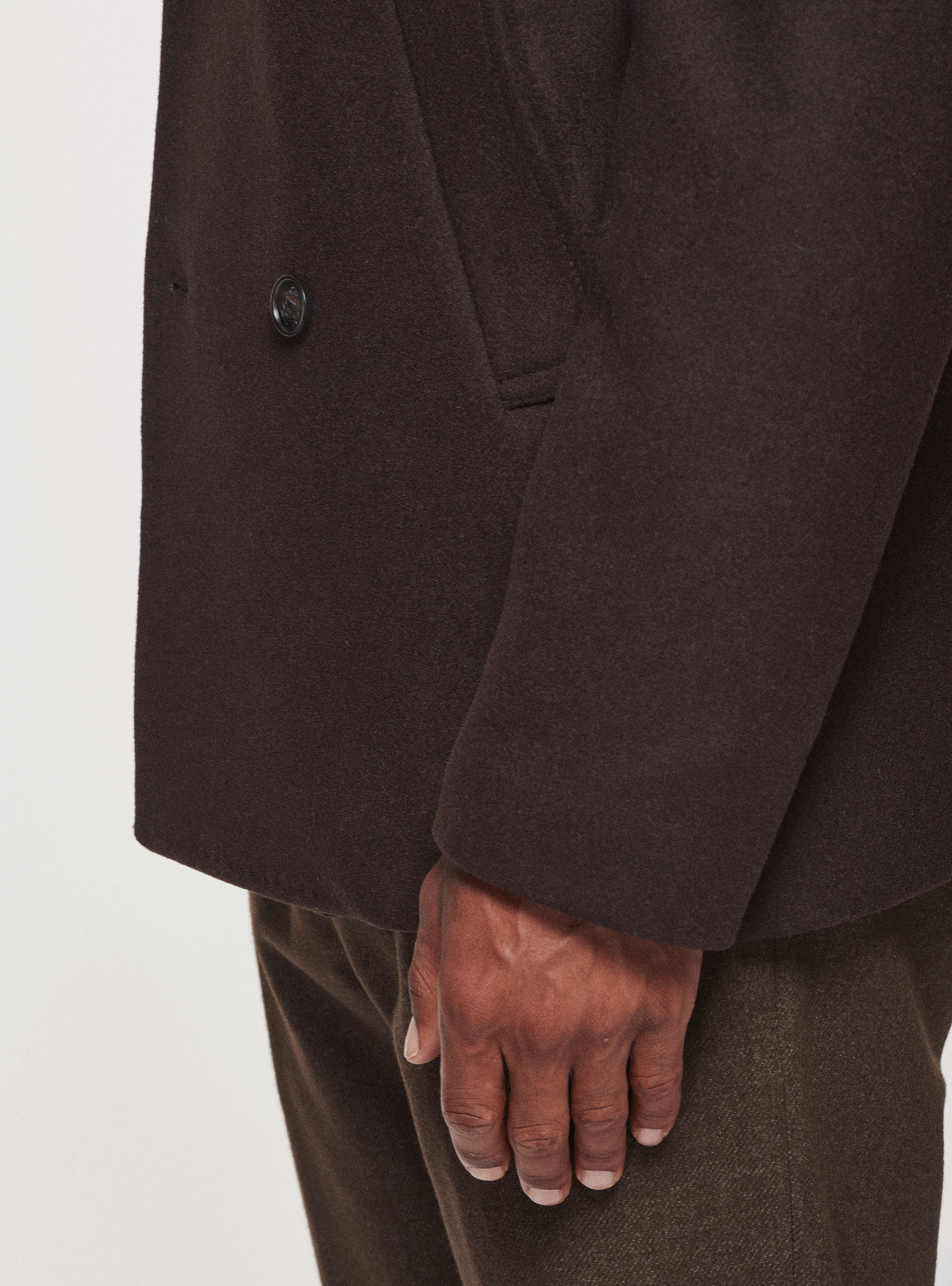 Peacoat in lambswool, MARRONE