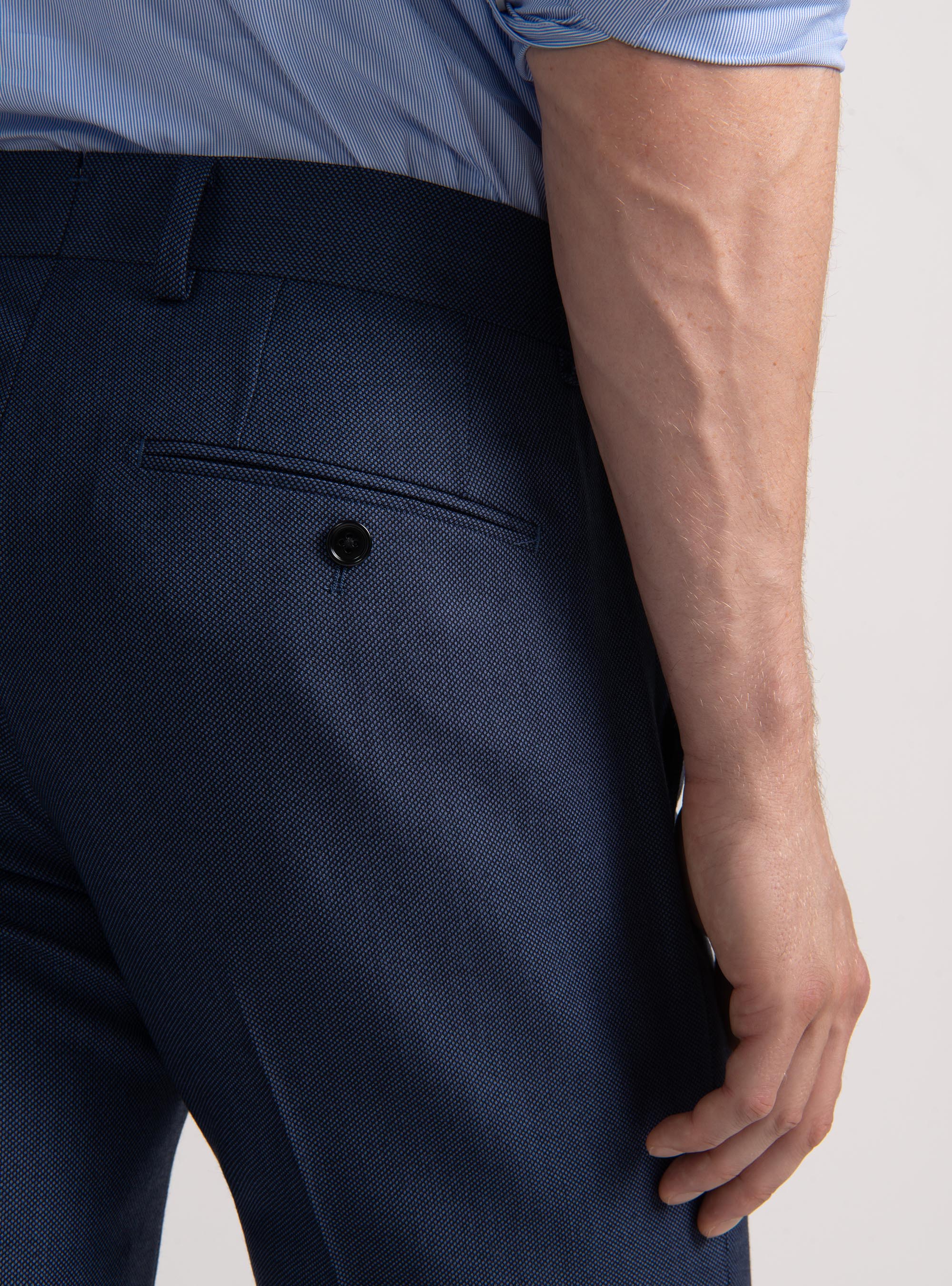 Pantaloni per abito in lana occhio di pernice Vitale Barberis Canonico, INCHIOSTRO