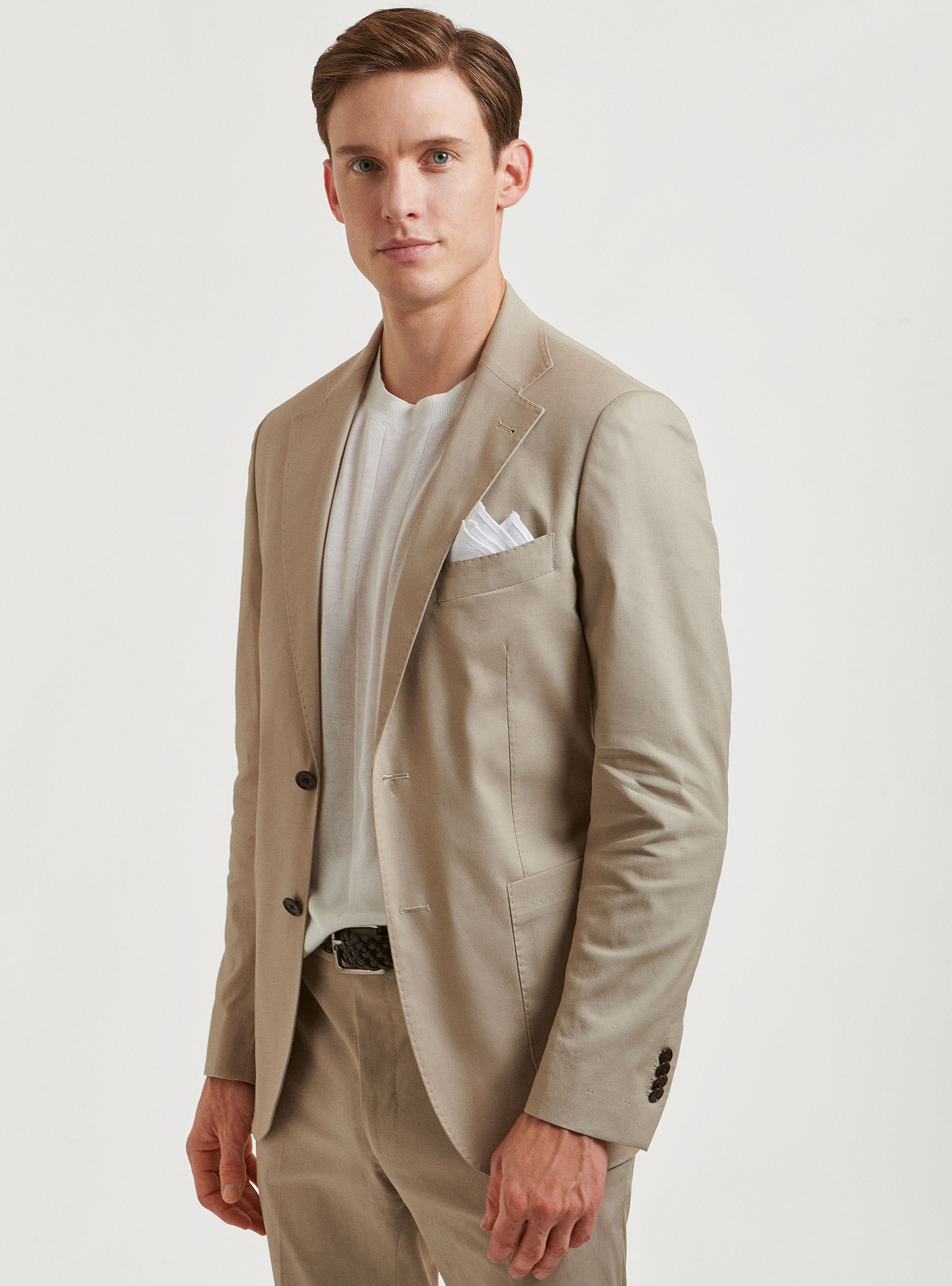 Armoured cotton suit blazer, SAND