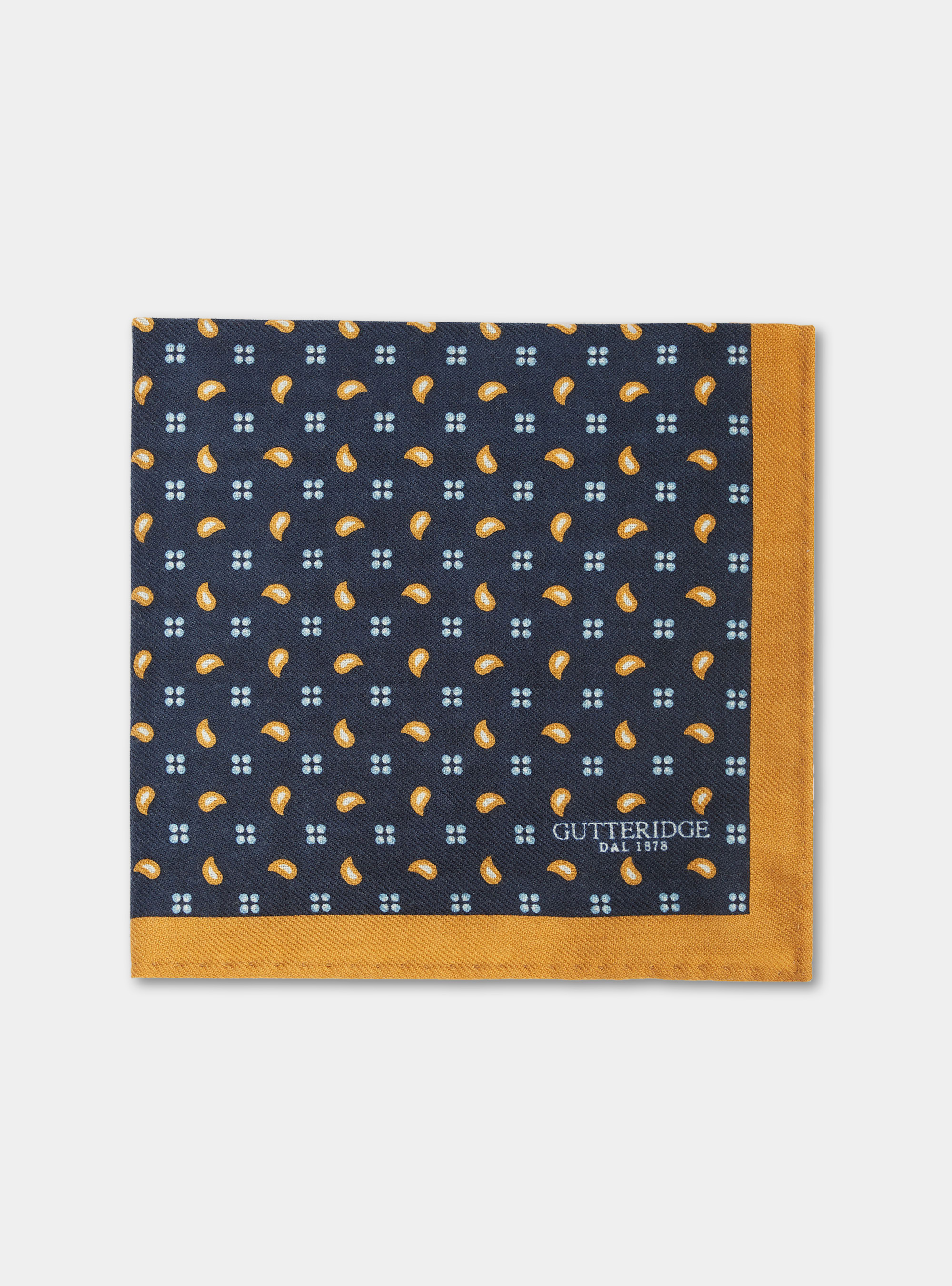 Pochette in lana stampa paisley, BLU NAVY