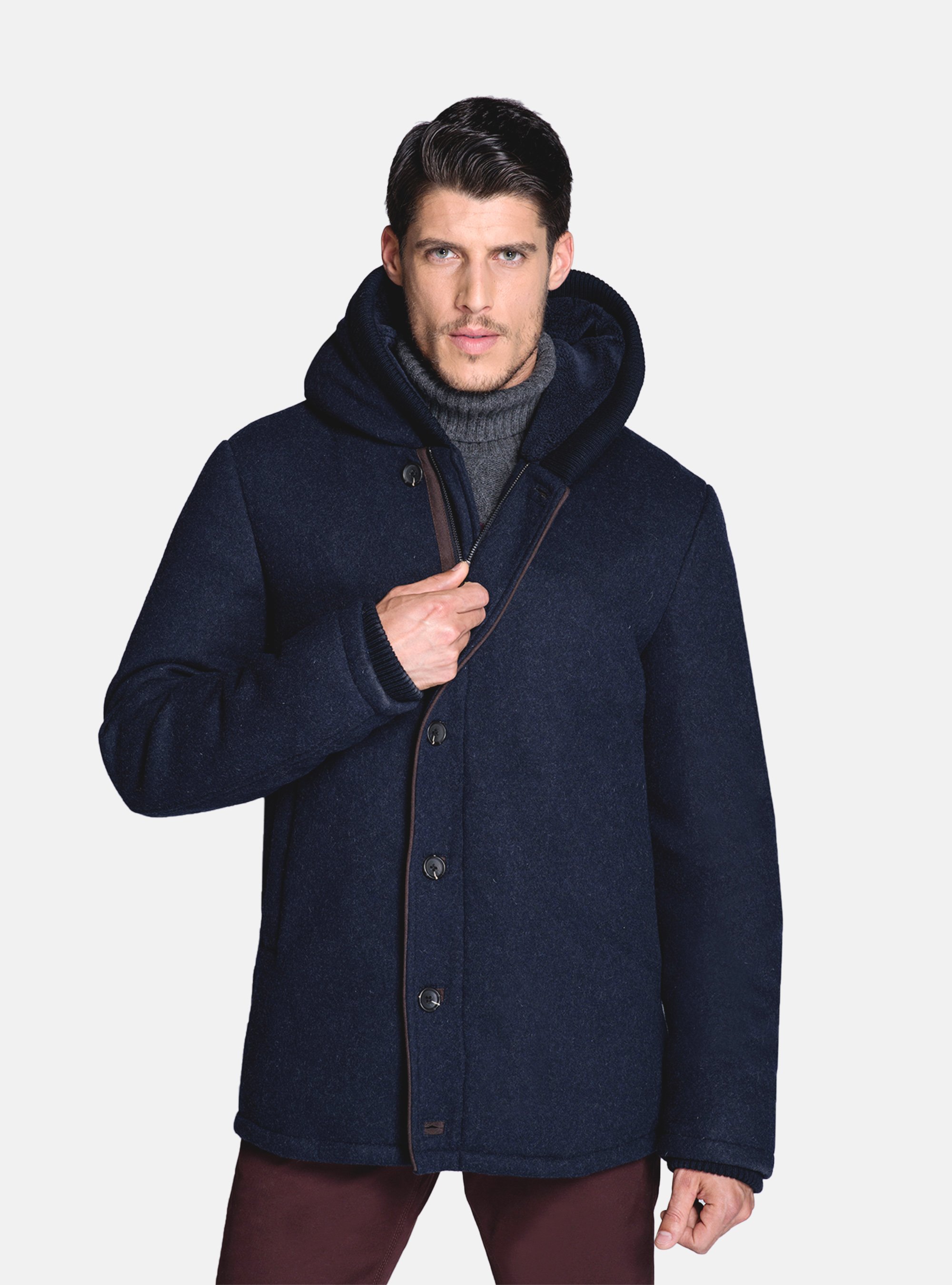 WOOL PADDED JACKET, NAVY BLUE