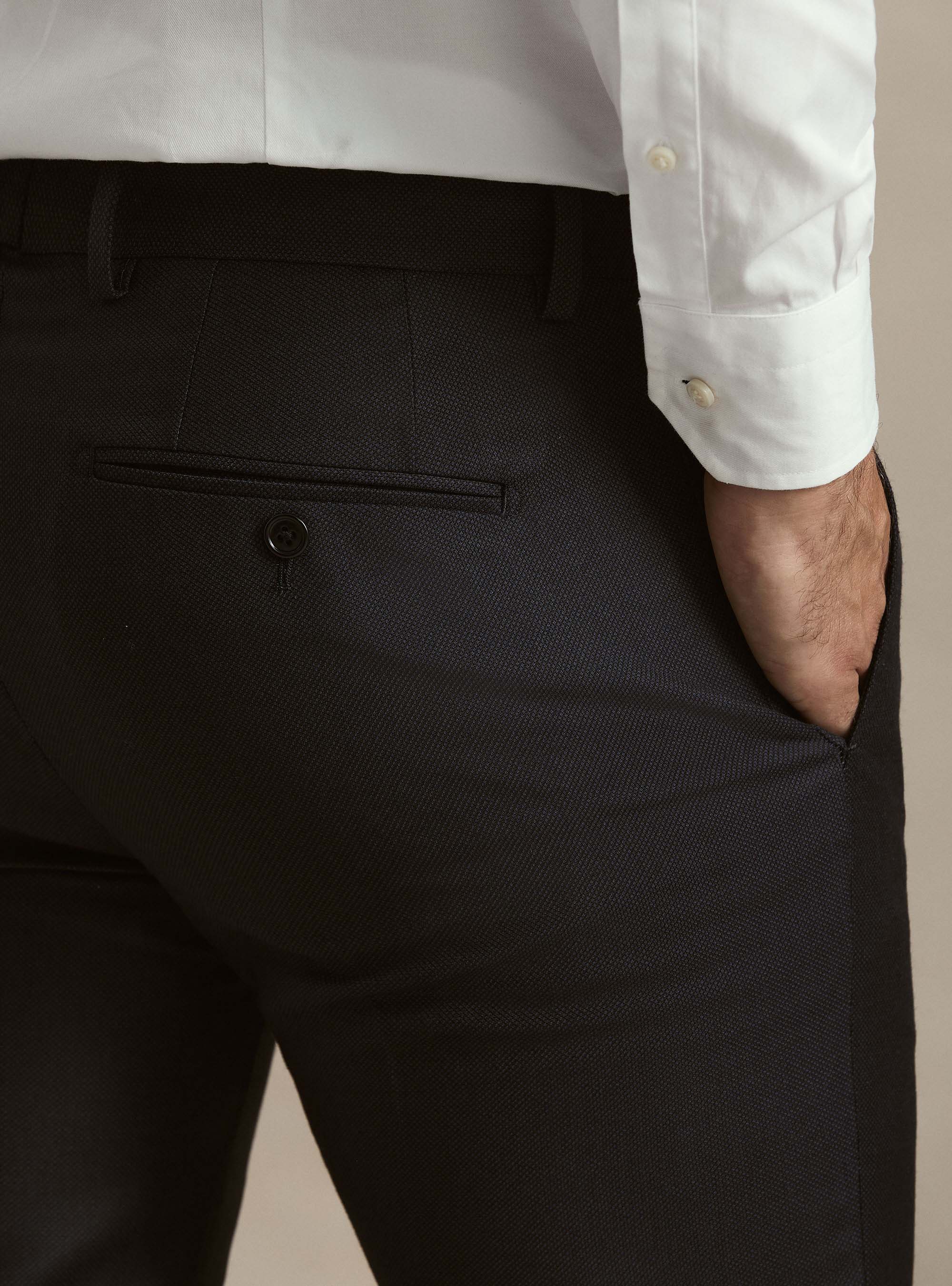 Pantaloni per abito in pura lana occhio di pernice Vitale Barberis Canonico, BLU NAVY