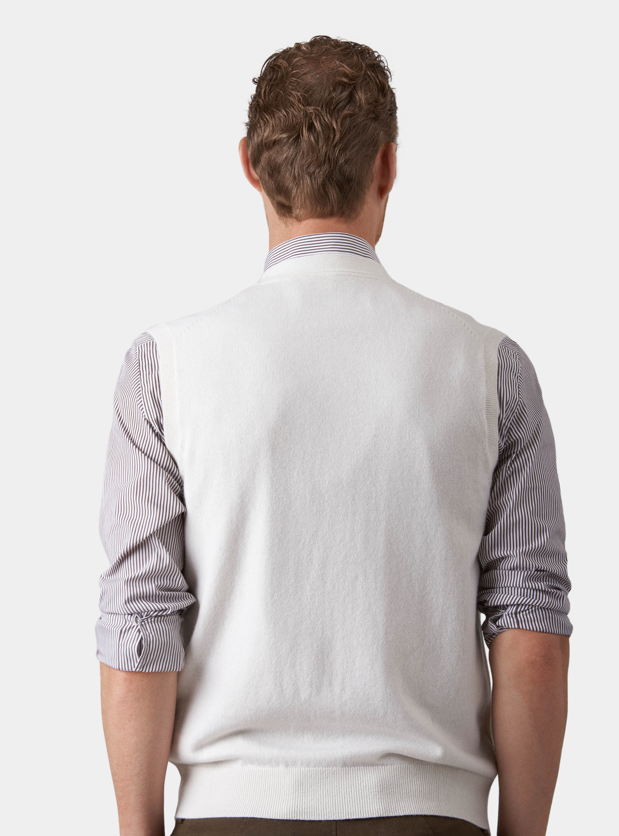 Gilet in maglia con bottoni in 100% cashmere, BIANCO